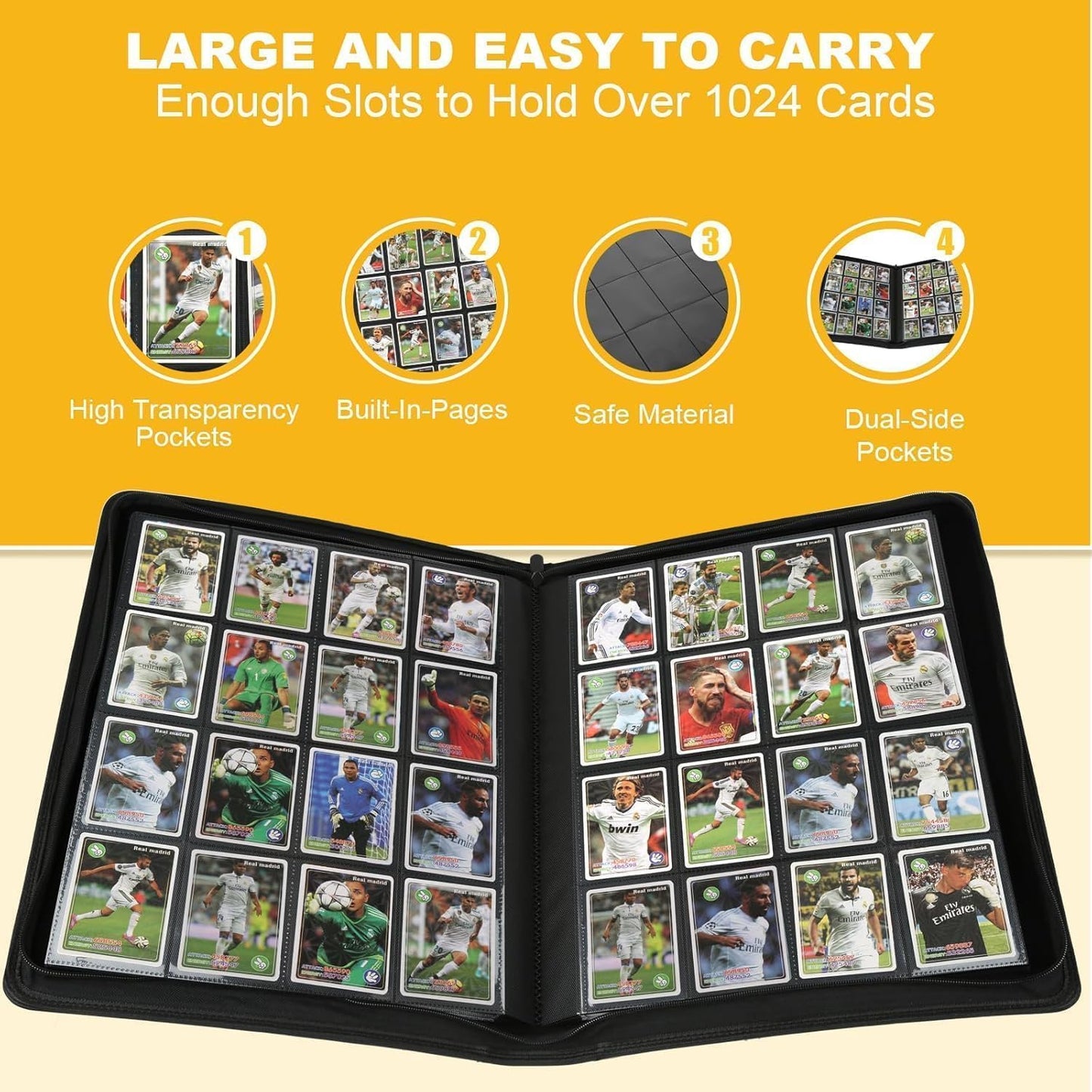 Premium Ringless Trading Card Binder - 1024 Capacity, 16 Side-Loading Pockets per Page, Archival Quality Protection & Anti-Slip Spine for TCG, MTG, Sports Cards (Dark Green)