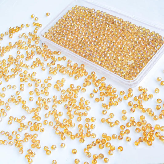 1200 Pcs 4mm Round Crystal Glass Beads for DIY Jewelry, Ideal for Bracelets, Necklaces, Pendants, and Handmade Craft Projects(Gold Champagne)