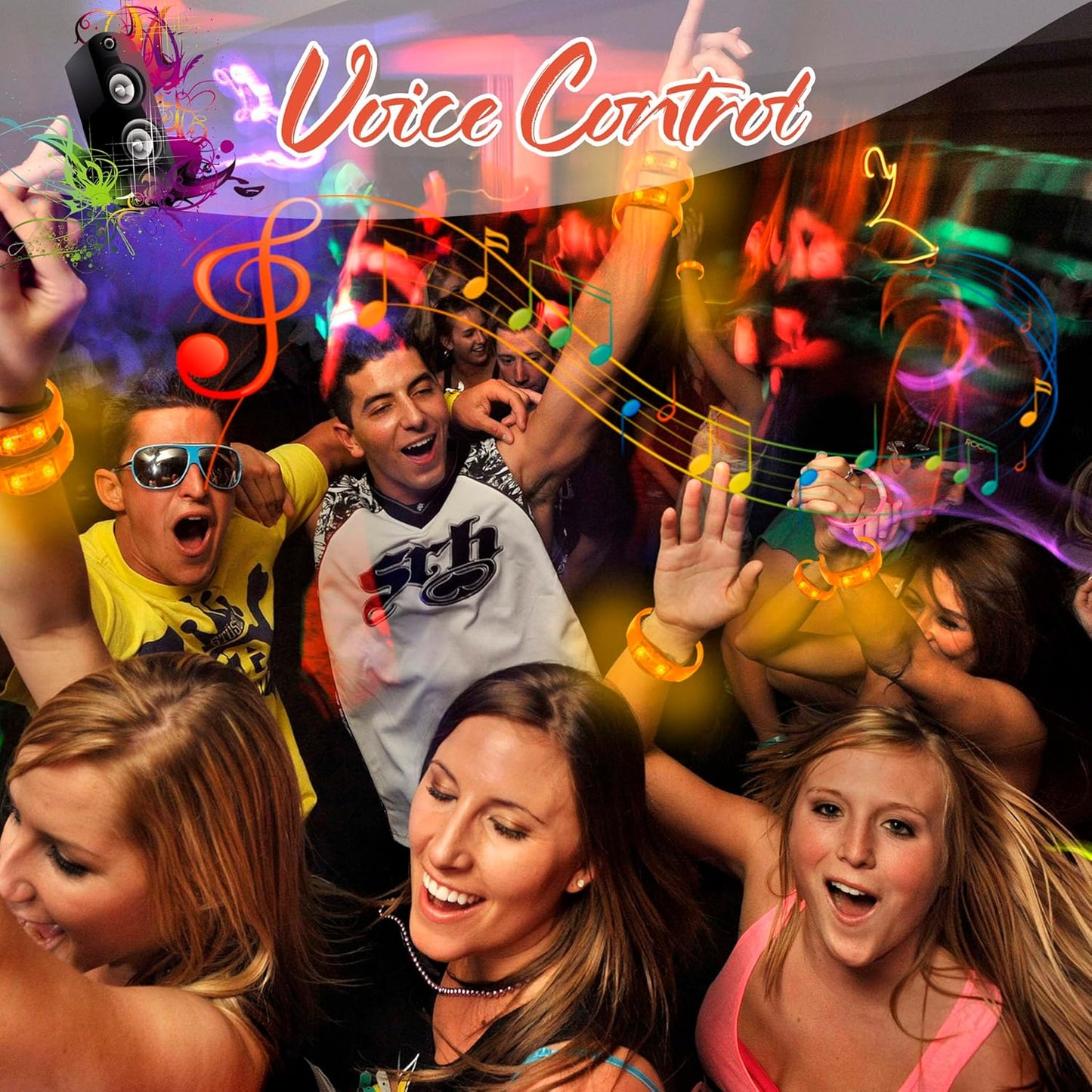 100 Pcs LED Bracelets Sound Activated with Flashing LED Strobe Music Control Light Up Bracelets for Rave, Game Prizes, Birthday Party Favor,Valentine's Day gift