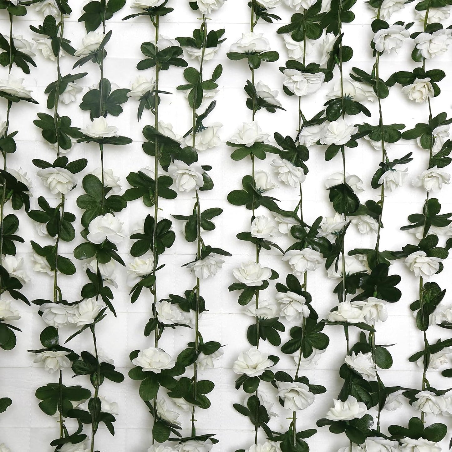 12 PCS 98.4 FT Artificial Flower Garland White Rose Garland for Wedding Room Decor（12,White）