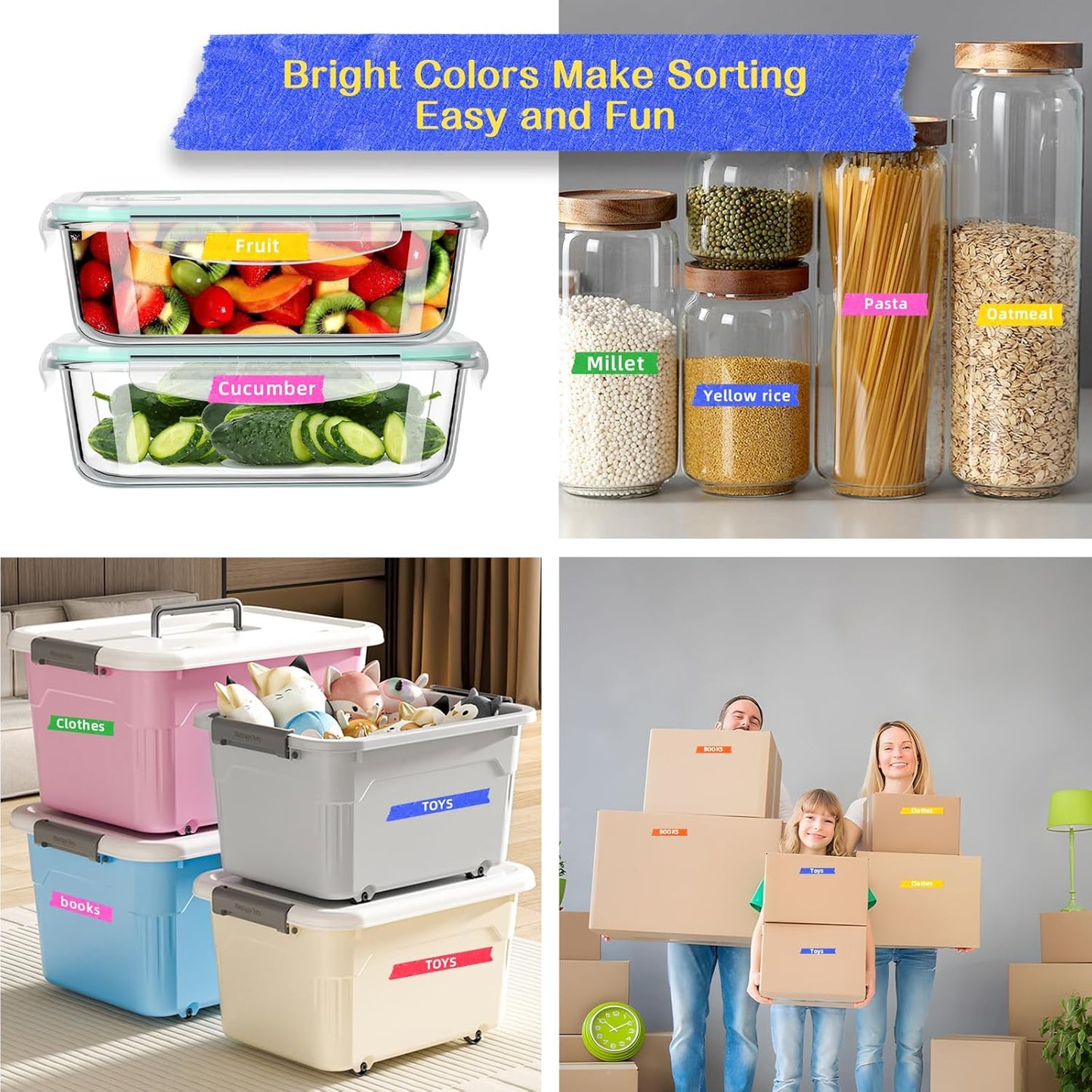 SWRT Colored Masking Tape 6-Pack, 0.7 Inch x 16 Yards Each Roll Rainbow Painter’s Tape Set for Arts, Crafts, Labeling & Teacher – Easy Tear, Residue-Free, Vibrant Colors