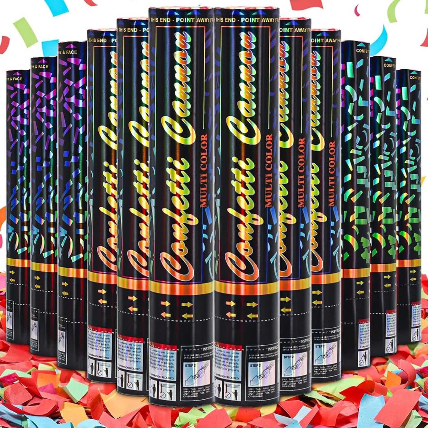 Confetti Cannon 12 Pack Party Poppers Multicolor Poppers 12Inch for Party Celebrations Confetti Popper Shooter Paper Confetti Cannon Bulk for Birthday Graduation Wedding Christmas NewYear
