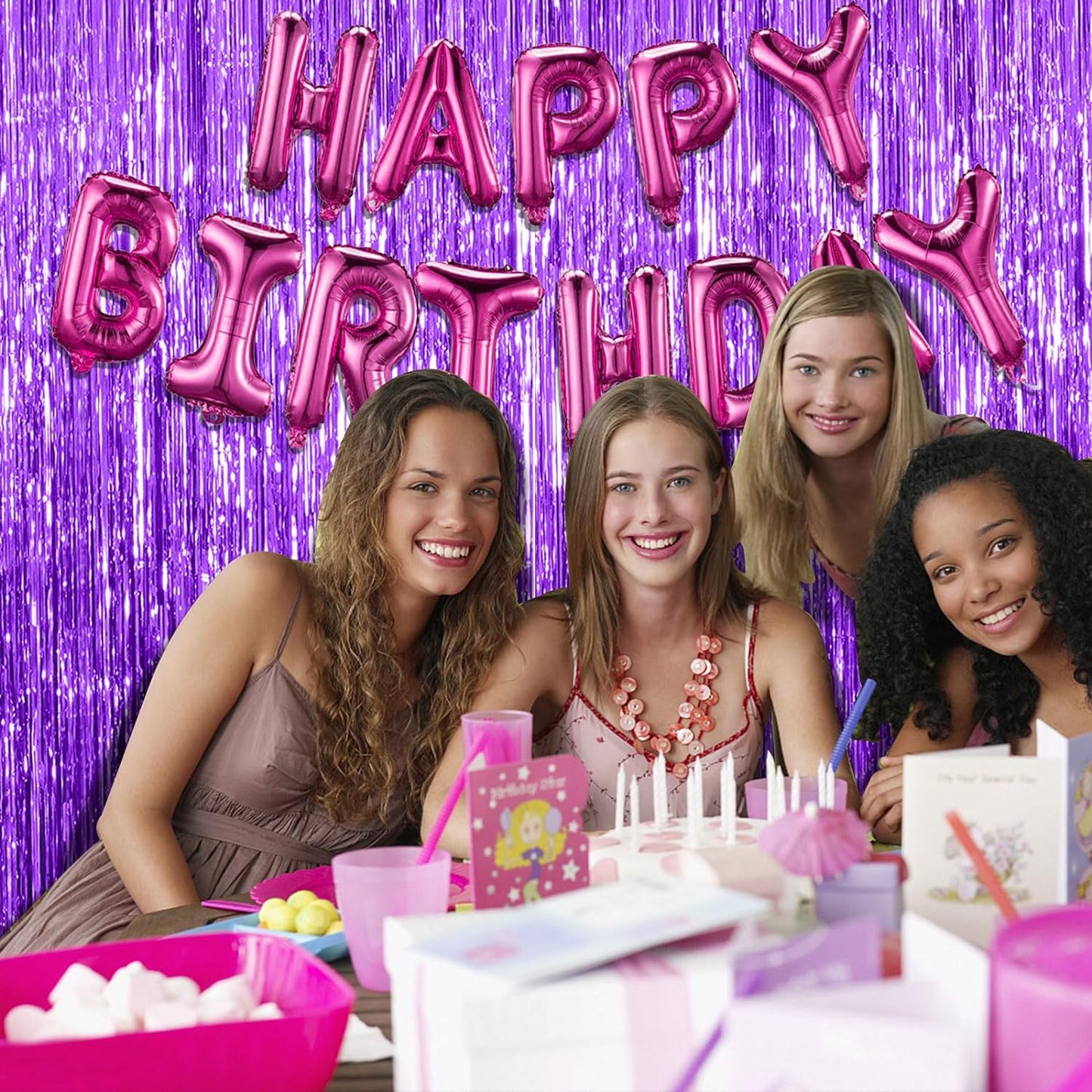 20 Pack Purple Backdrop Tinsel Streamers Foil Fringe Backdrop Halloween Party Decorations Purple Backdrop Curtain Birthday Graduation Bachelorette Christmas New Year Party Decorations