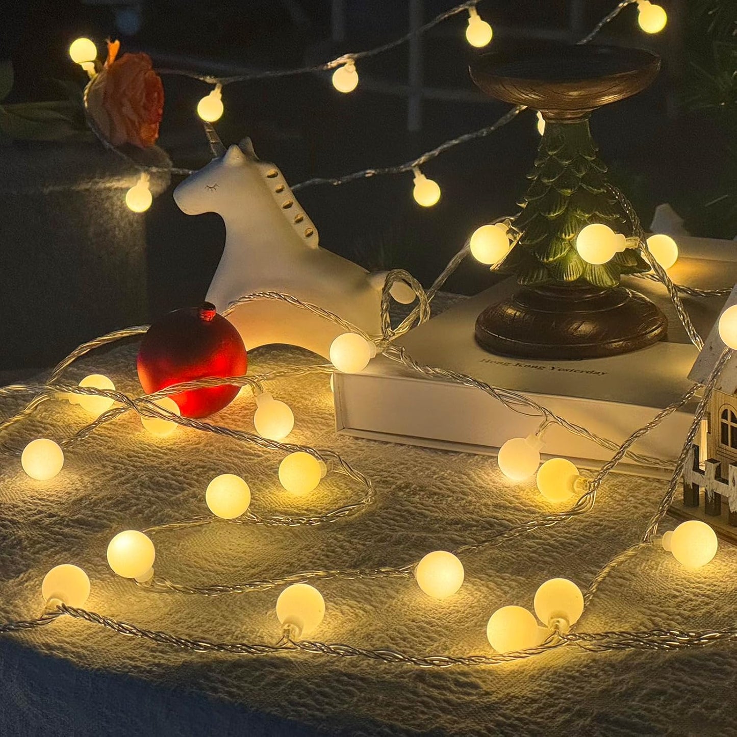 43FT 100LED Connectable Globe String Lights | 8 Modes Fairy Lights Plug in with Remote | Warm White Mini Globe Light for Indoor Outdoor Bedroom Wedding Party Garden Christmas Tree Decor