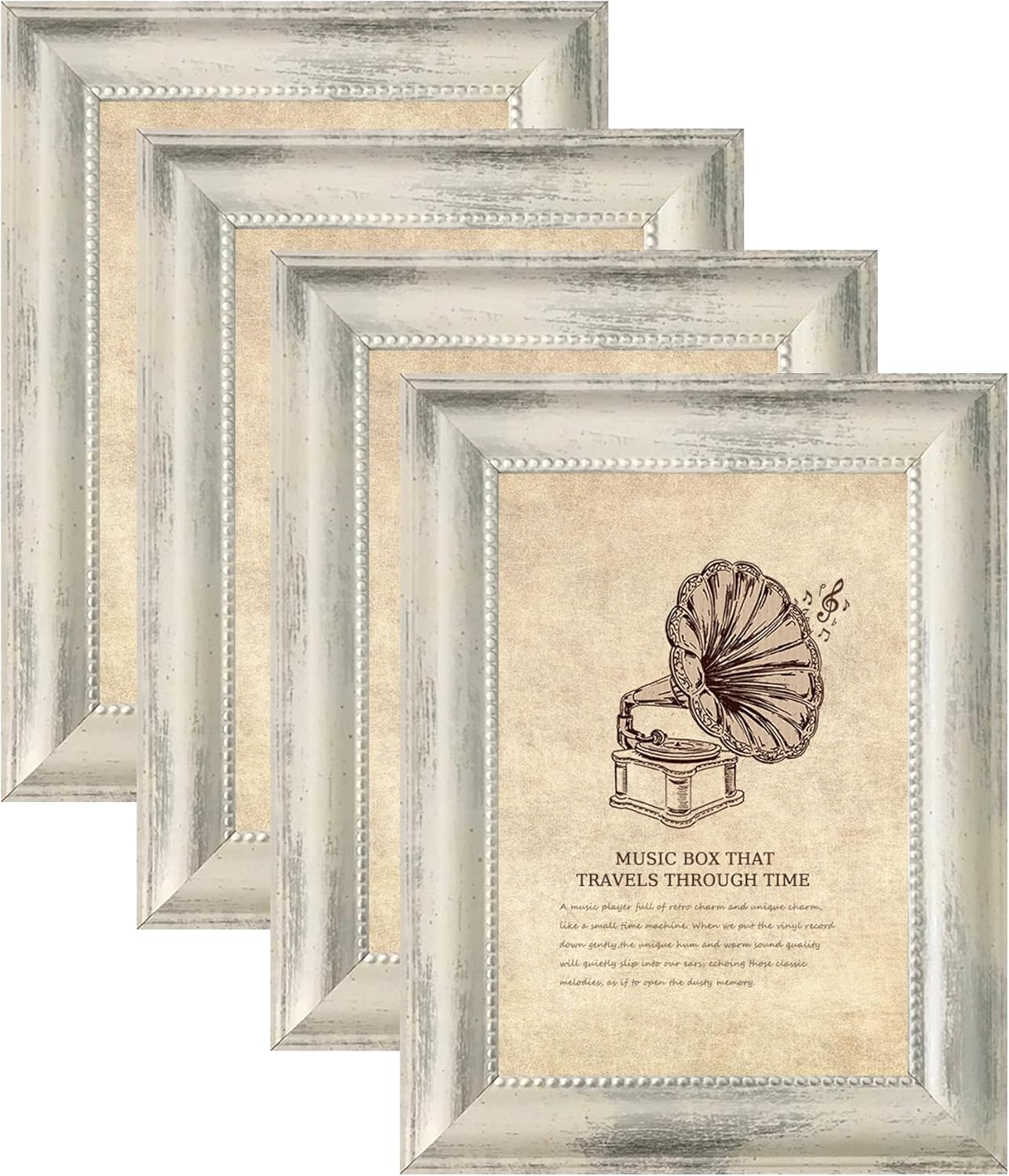 5x7 Picture Frames Set of 4 Vintage Photo Frame, Rustic Retro Photo Frame with Real Glass,Decorative Art Wall Mount and Tabletop Display Family Friends Wedding Gift