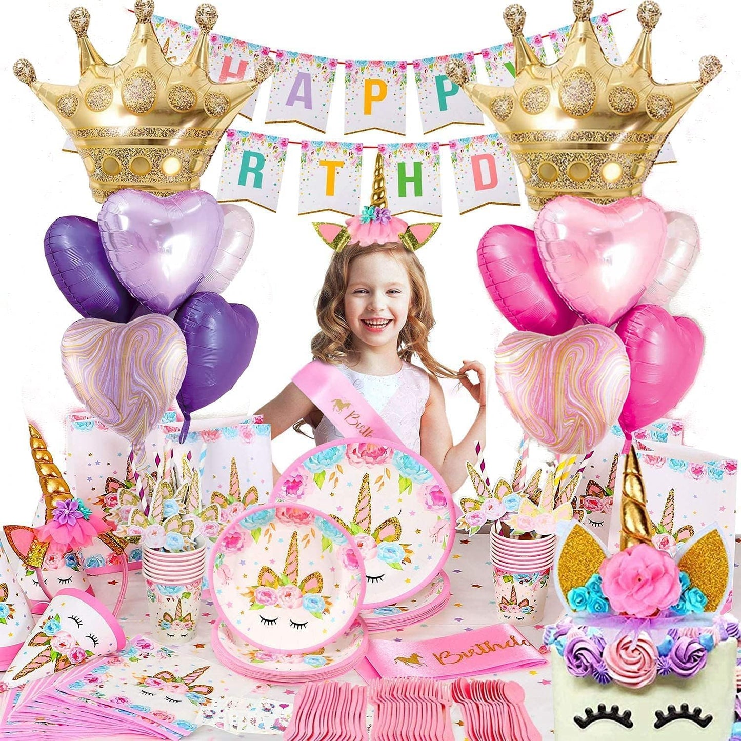 Crown Princess Balloons Pink Purple And Gold Set Of 2 Foil Helium Mylar Balloons,For Princess Birthday Party Decorations Baby Shower Supplies