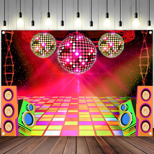 Dance Party Backdrop Retro 80s 90s Theme Stage Dance Ball Music Birthday Party Decoration DJ Photography Background 6 x 4 ft for Baby Shower Picture Photo Shoot Polyester Fabric,Purple
