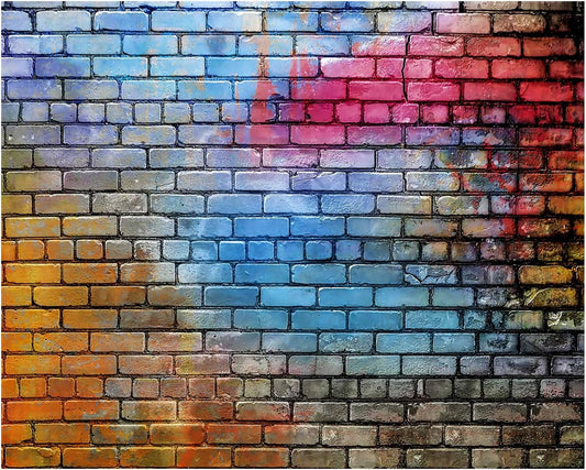YYNXSY Colorful Brick Wall Photo Backdrop Retro Theme Stone Brick Wall Background Brick Design Microfiber Background Brick Decoration Brick Party Decoration Photo Background 10X8FT YY-24, Black
