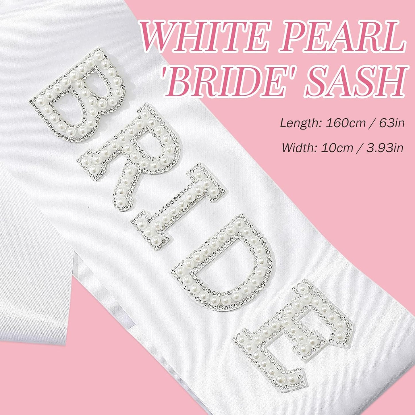 Pearl Bride Sunglasses with Sash - White Heart Sunglasses for Bachelorette Party Decorations Bridal Shower Wedding Engagement Favors