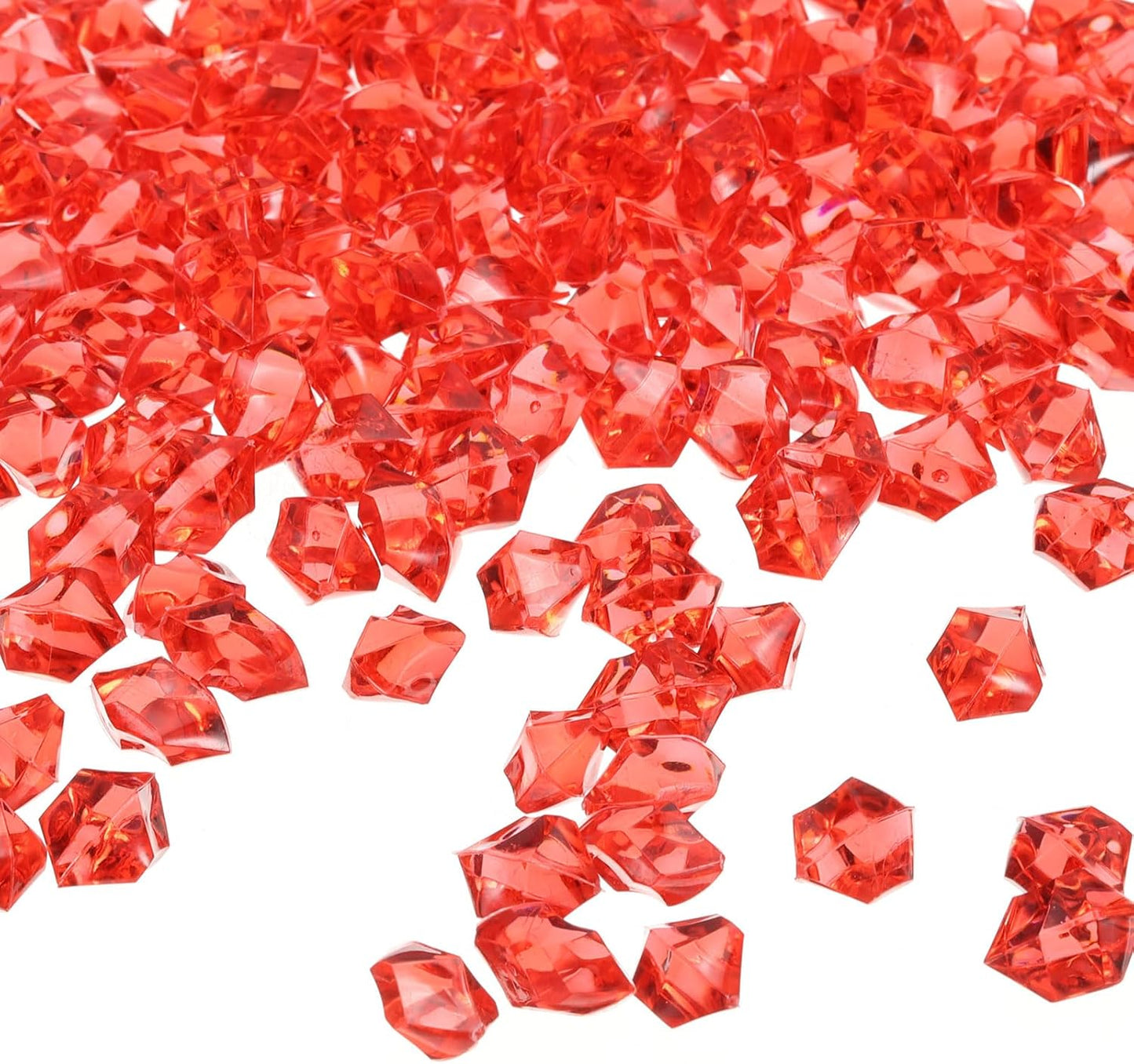 uxcell 1000pcs Fake Ice Rocks, Dazzling Clear Resin Crushed Ice Sparkling Fake Diamonds Gem Stones for Vases Fillers Table Scatter, Theme Party Favors, Red