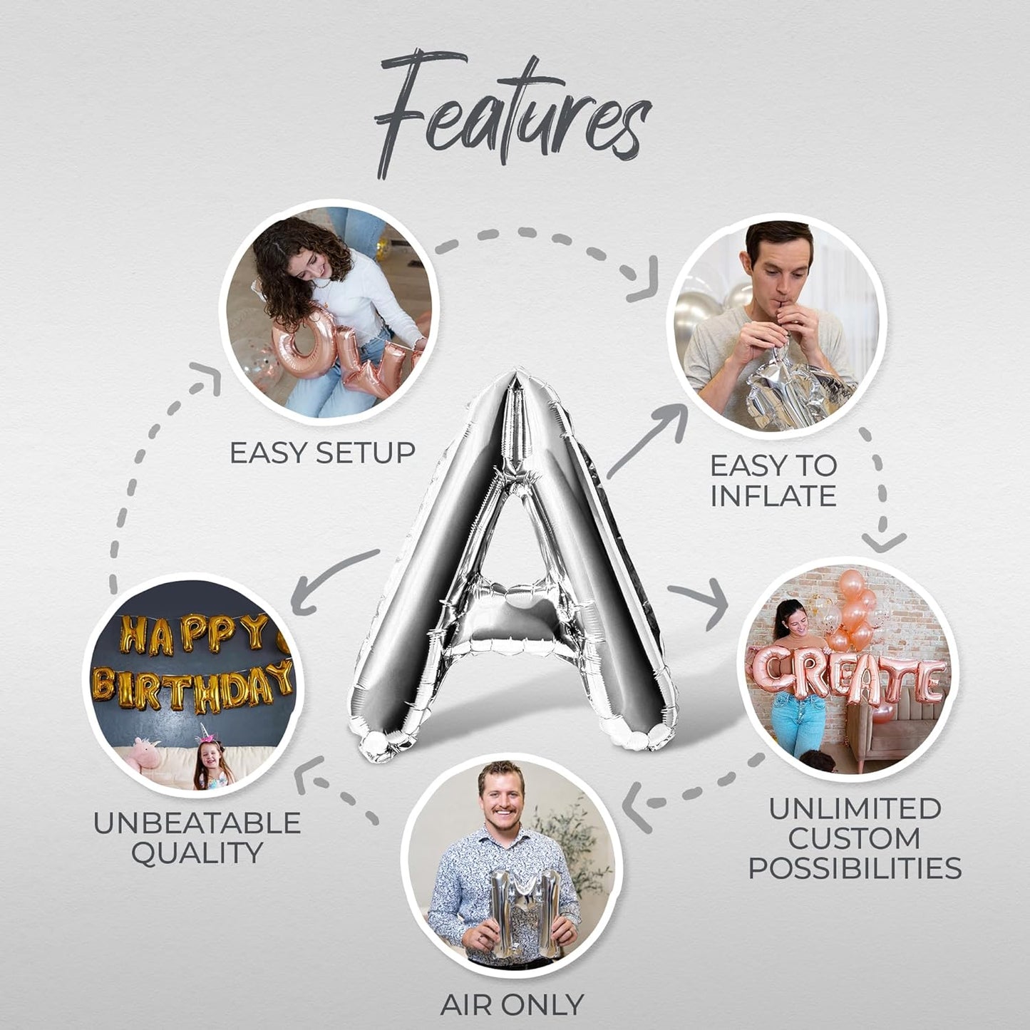 Letter Balloons - LETS GO GIRLS 16" Inch Alphabet Letters Foil Mylar Balloon Bachelorette or Hen Party Banner (Silver)