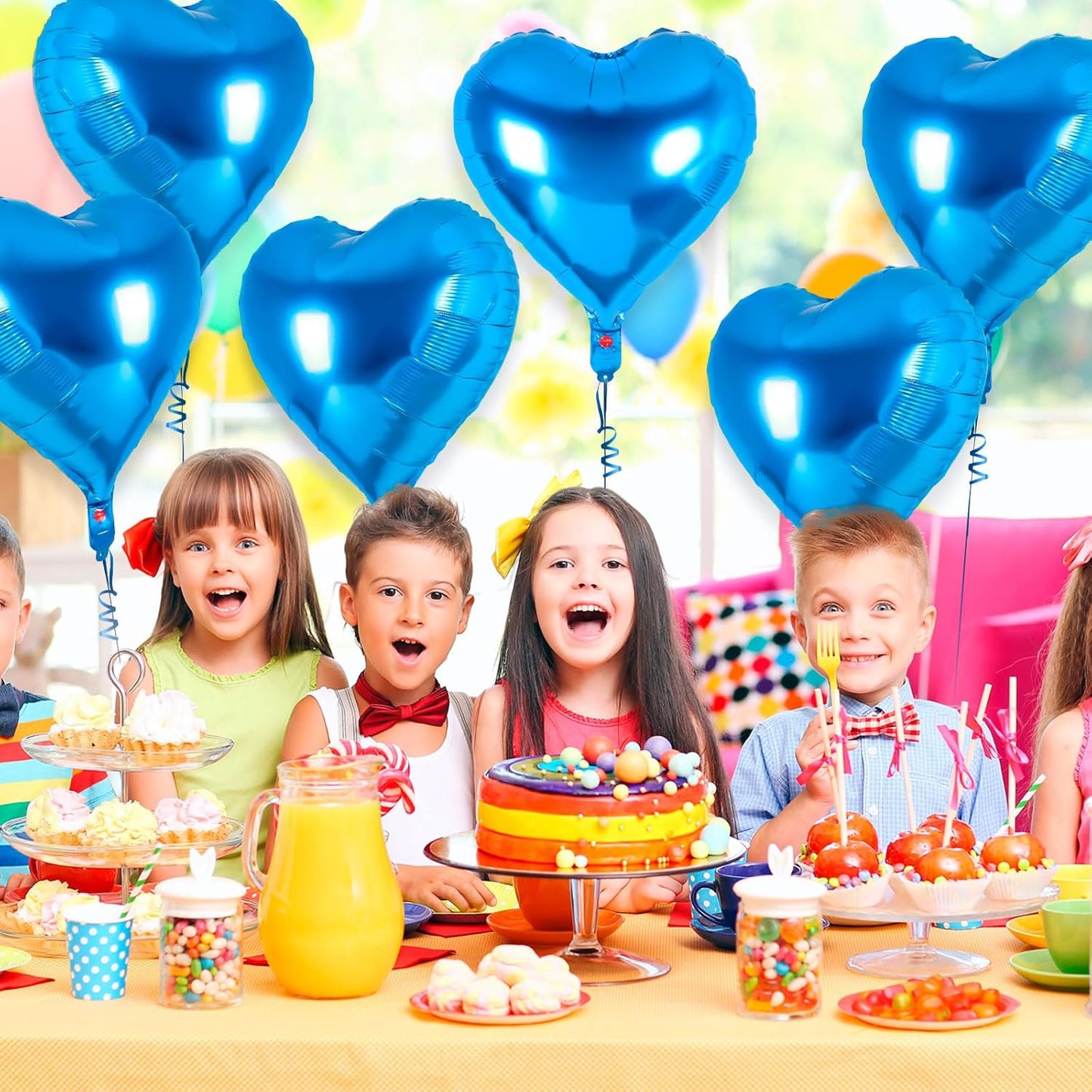 24 Pcs Blue Heart Foil Balloons, 18 Inch Love Shapes for Birthday, Wedding, Engagement, Baby Shower, Valentine's Day Decorations