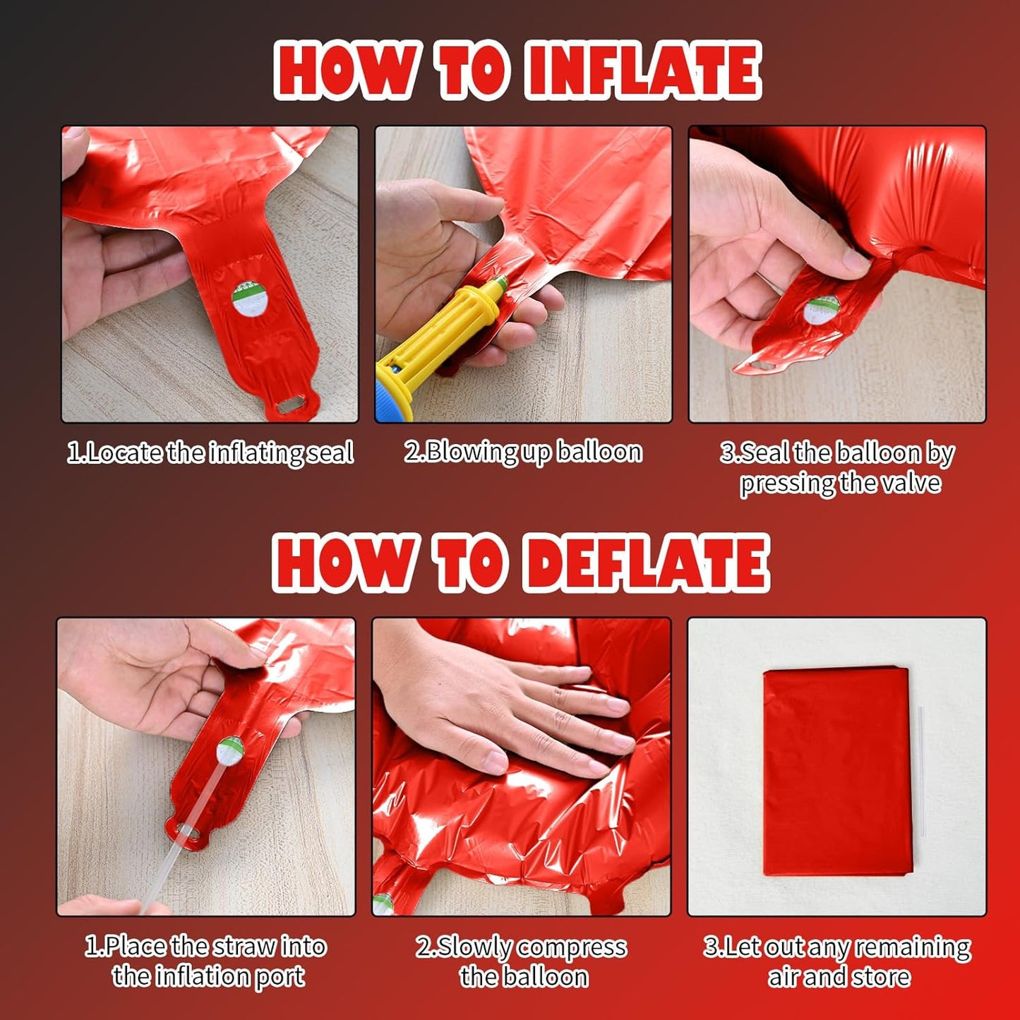 Red and Black Star Balloons, 22in Large Star Balloons Foil 10in 4-Pointed & Pentagram Balloon for Graduation Halloween Vampire Casino Movie Nights Birthday Party Decorations