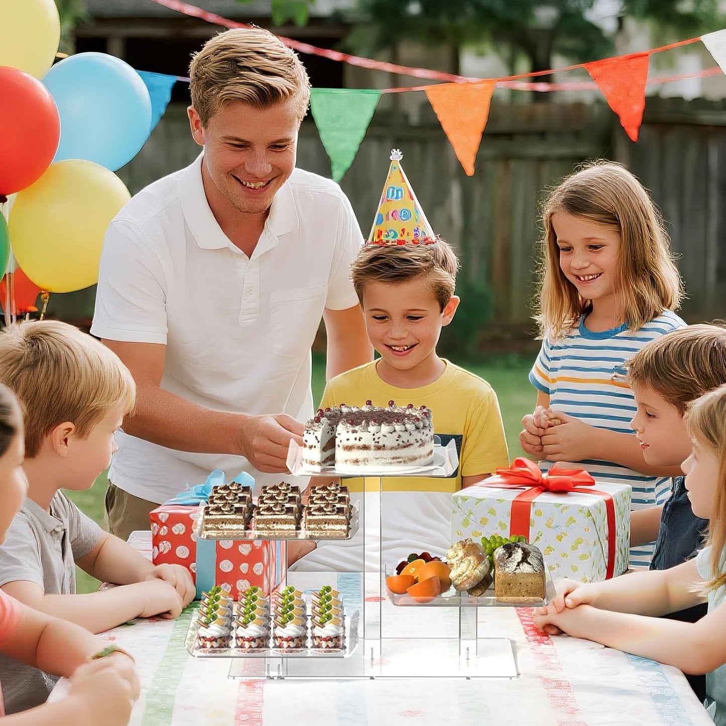 4 Tier Cupcake Stand, Acrylic Dessert Tree Tower Display Holder for Wedding Birthday Party Candy Bar Decor