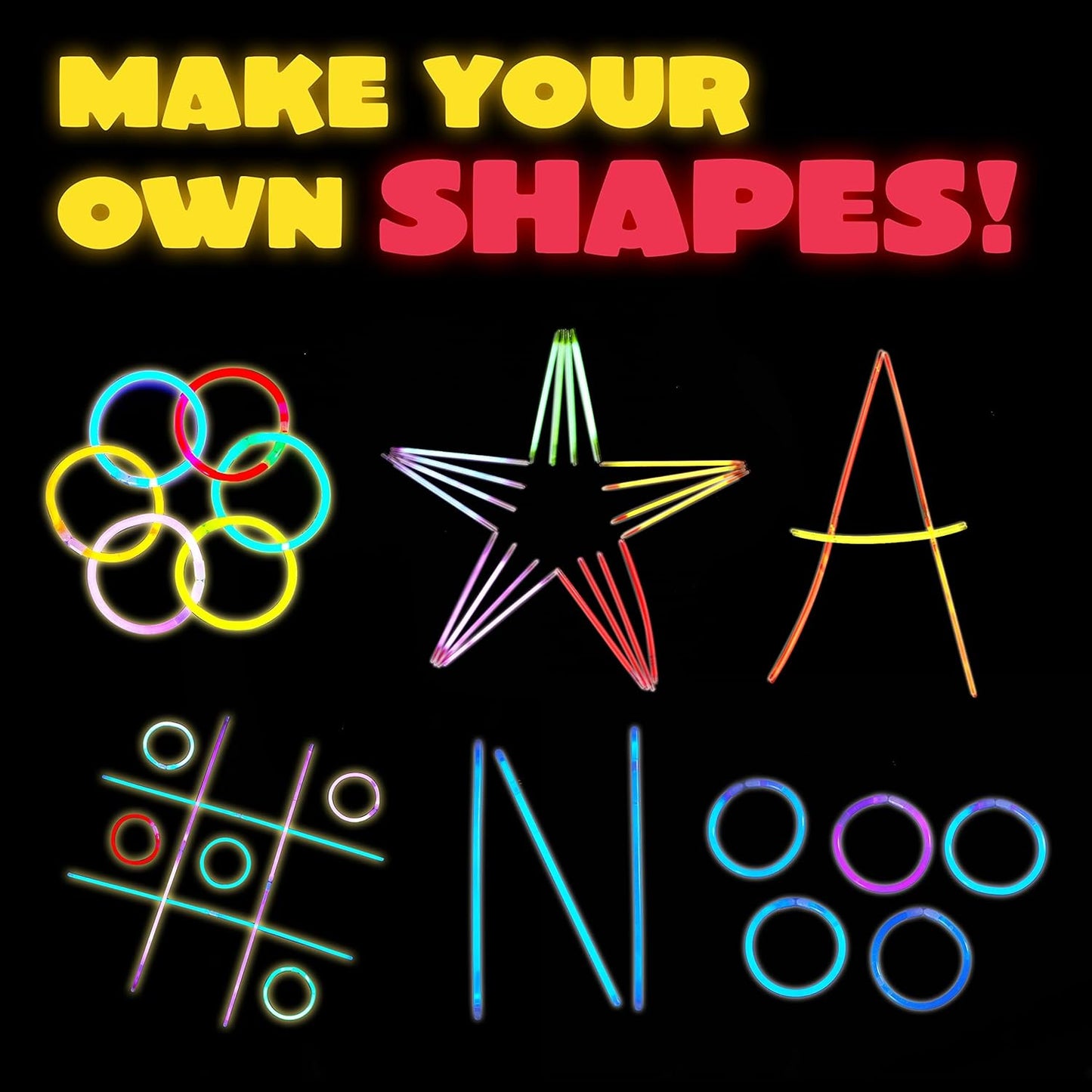 JOYIN 300 Pcs 8" Glowsticks, Halloween Supplies Pack, Bracelets Necklaces, Glow in the Dark Party Favors, Easter, Christmas, Football Party Supplies