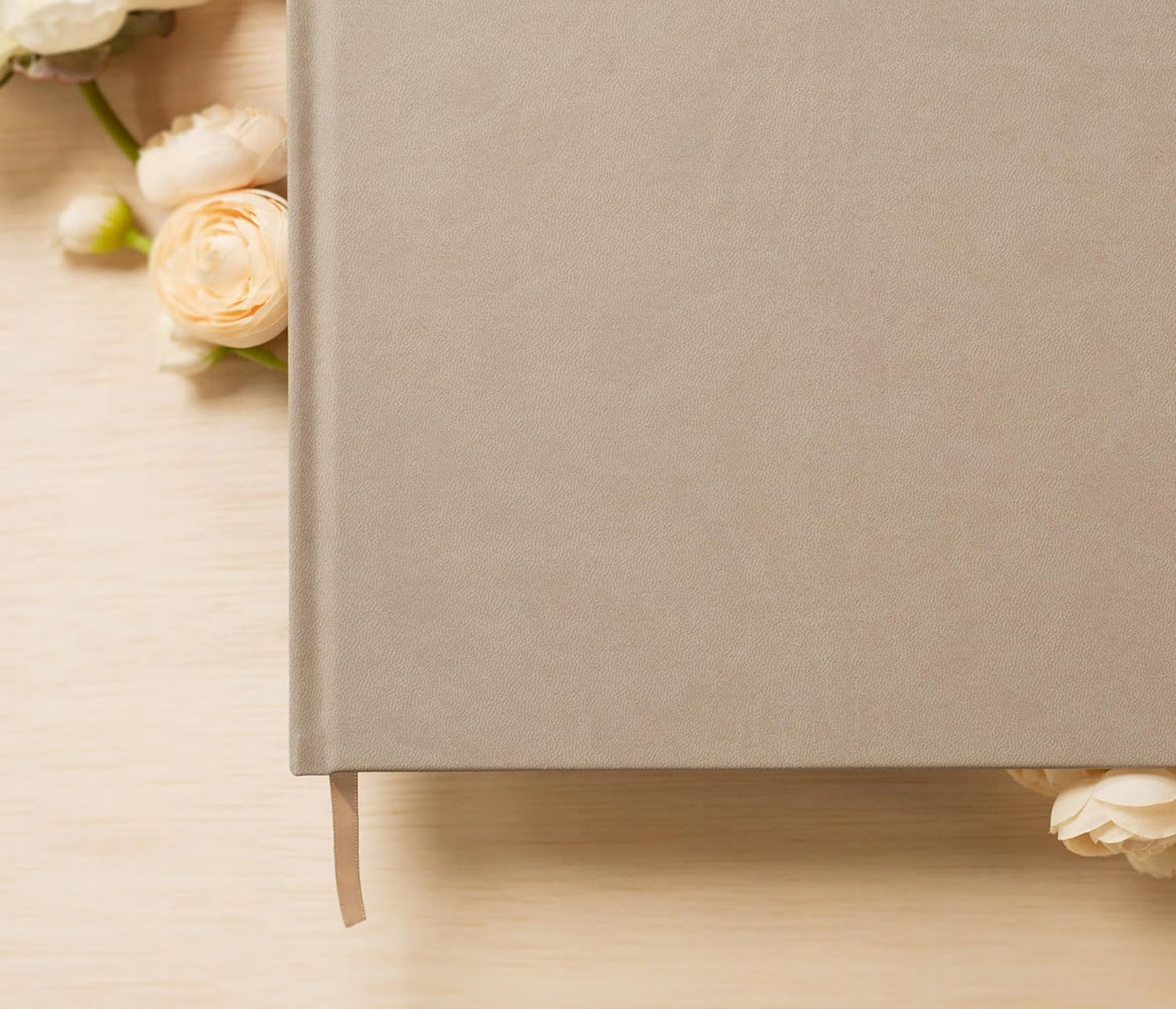 MUUJEE Personalized Guestbook in Taupe - Premium Custom Modern Guest Book for Wedding Reception, Birthday Party or Events w/Bookmark Blank Pages for Signing 11.5 x 8.5 inches