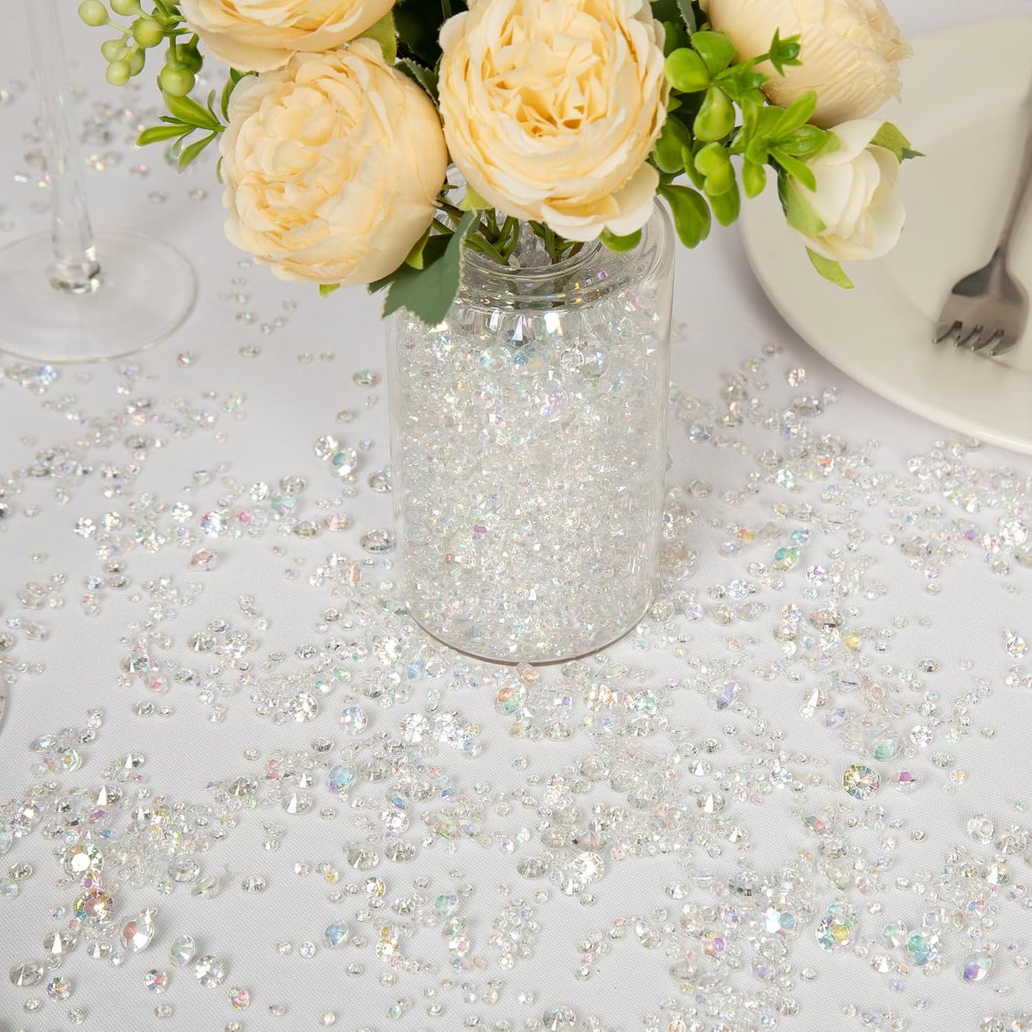 Vase Fillers for Centerpieces Home Deco,8700 Pieces Iridescent Diamond Table Confetti,Fake Plastic Gems for Bridal Shower,Wedding & Party Decorations