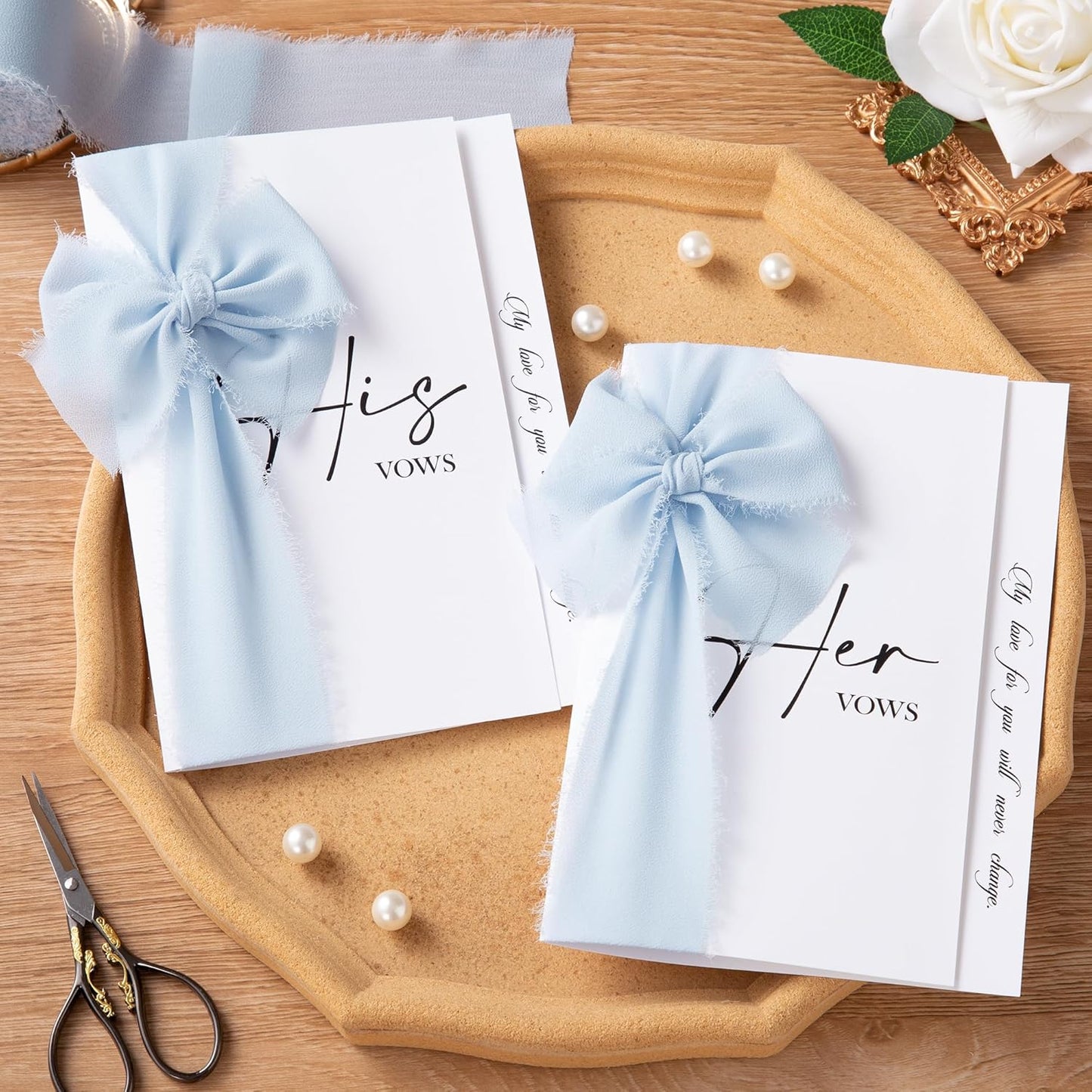 DORIS HOME Baby Blue Chiffon Ribbon for Flower Bouquet, 2" x21Yd Fabric Ribbon for Gift Wrapping, Handmade Frayed Ribbon for Wedding/Christmas Decorations