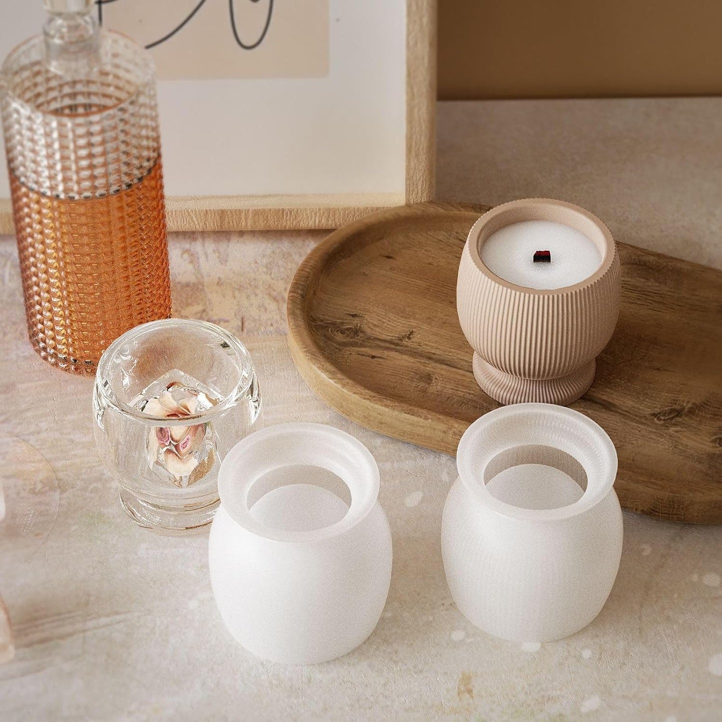 Bottle Resin Mold Candle Holder - Resin Casting Silicone Molds for Home Decor & Candle Making Wave Spiral Mold