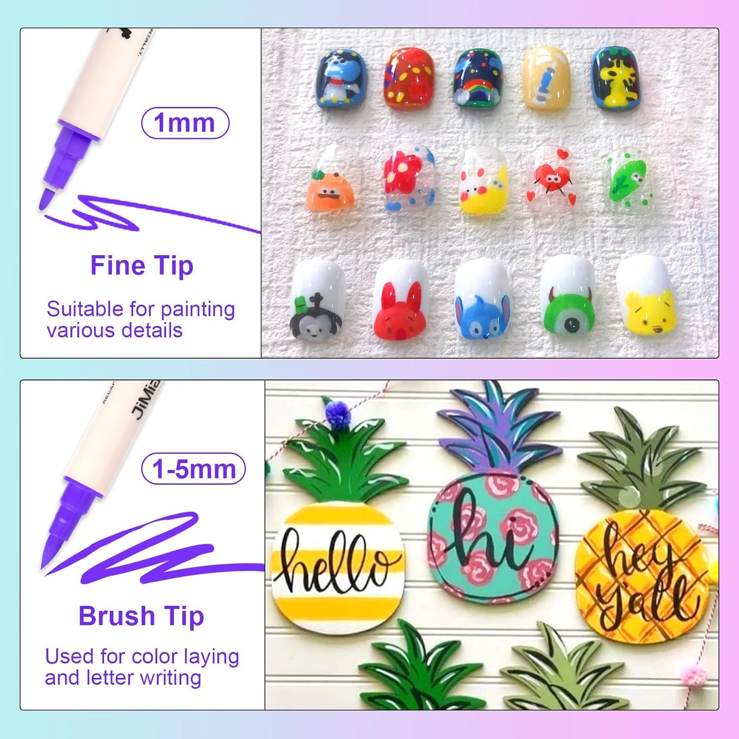 FUMILE 18 Colors Dual Tip Acrylic Paint Pens, Paint Pens paint Markers with Extra Fine Tip and Brush Tip for Wood, Rock, Glass, Ceramic, Canvas.Acrylic Markers for Halloween and Christmas.