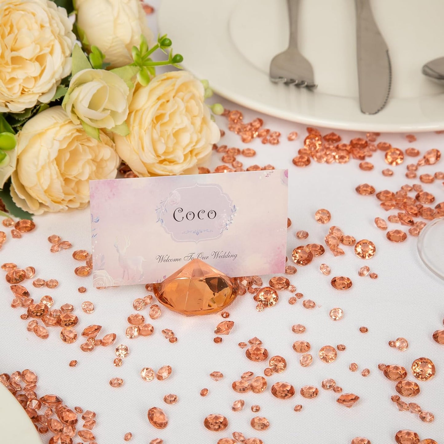 Vase Fillers for Centerpieces Home Deco,8700 Pieces Rose Gold Diamond Table Confetti,Fake Plastic Gems for Bridal Shower,Wedding & Party Decorations