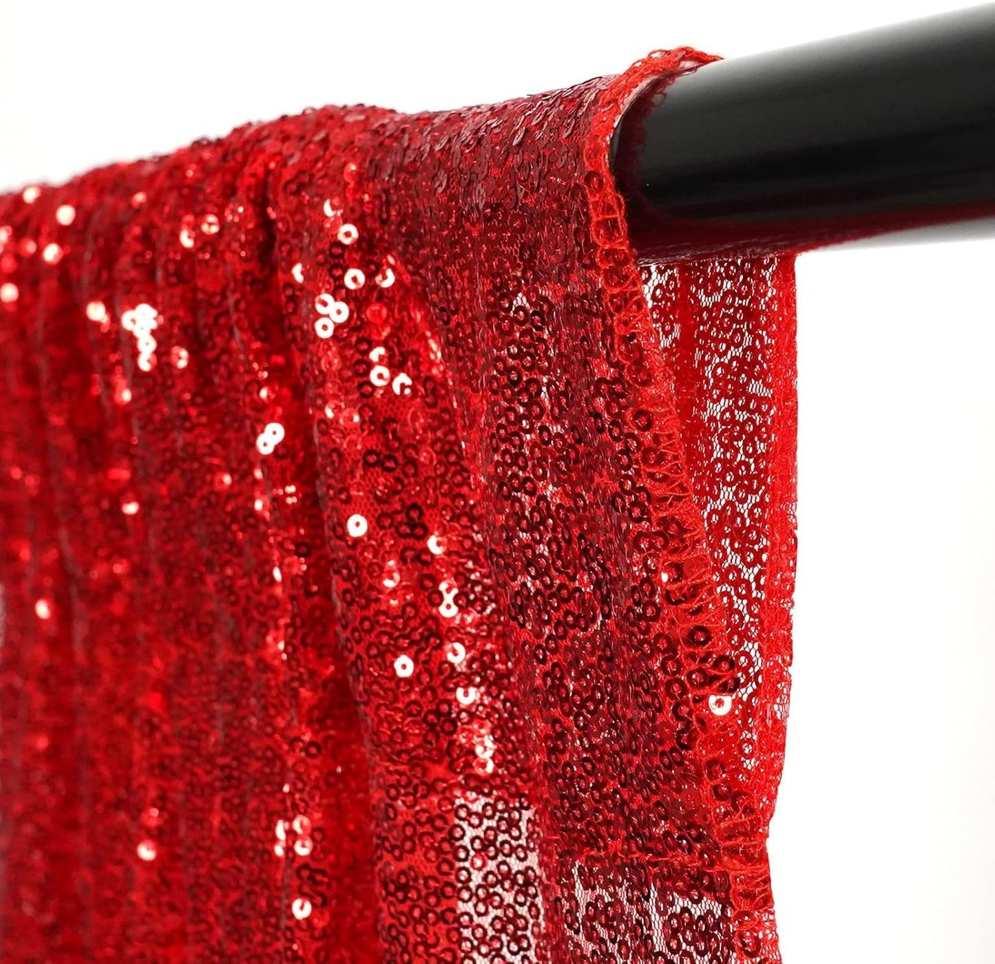 Red Sequin Backdrop Curtains,2ft x 8ft Sequin Photography Backdrop Curtain 2 Panels for Party Decoration, Red