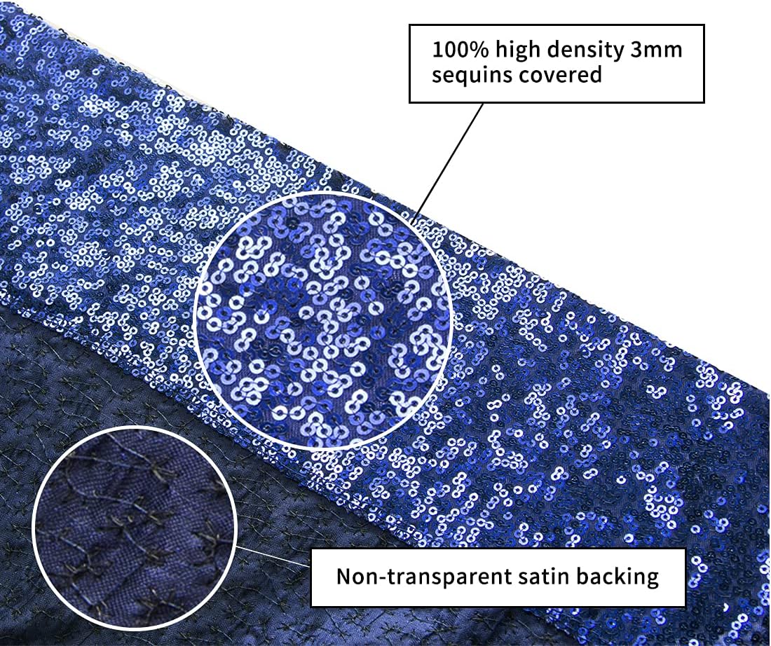 Poise3EHome 10Ft x 10Ft Navy Blue Sequin Backdrop Curtain, Glitter Thick Satin Sequin Background Drapes, Opaque Sparkly Backdrop Curtain, Sequin Backdrop for Xmas Thanksgiving Wedding Party Decor