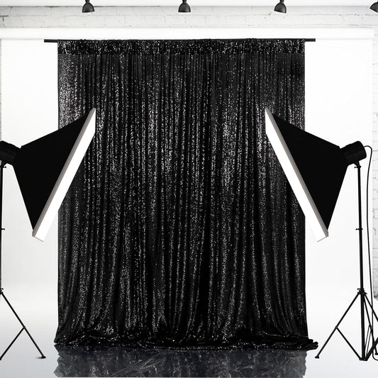Eternal Beauty Black Sequin Backdrop, 6x6 Ft Halloween Glitter Background Curtains for Shimmer Photography Party Wedding Birthday Back Drop Decor