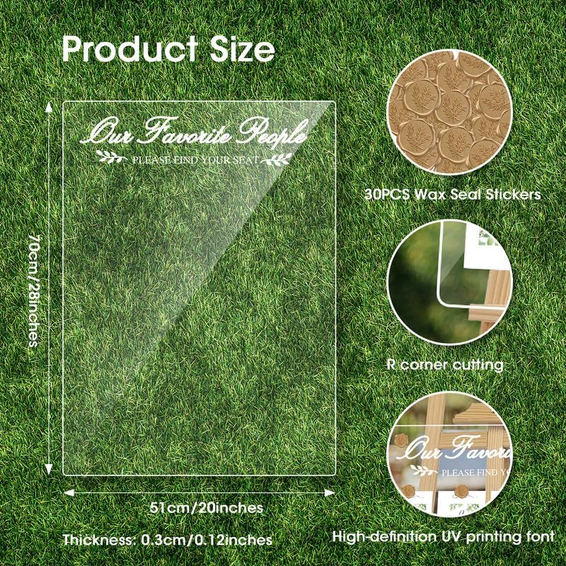 Wedding Seating Chart Board,20x28 Inch Acrylic Seating Chart Board Hanging Seating Chart for Wedding Reception Display (People)