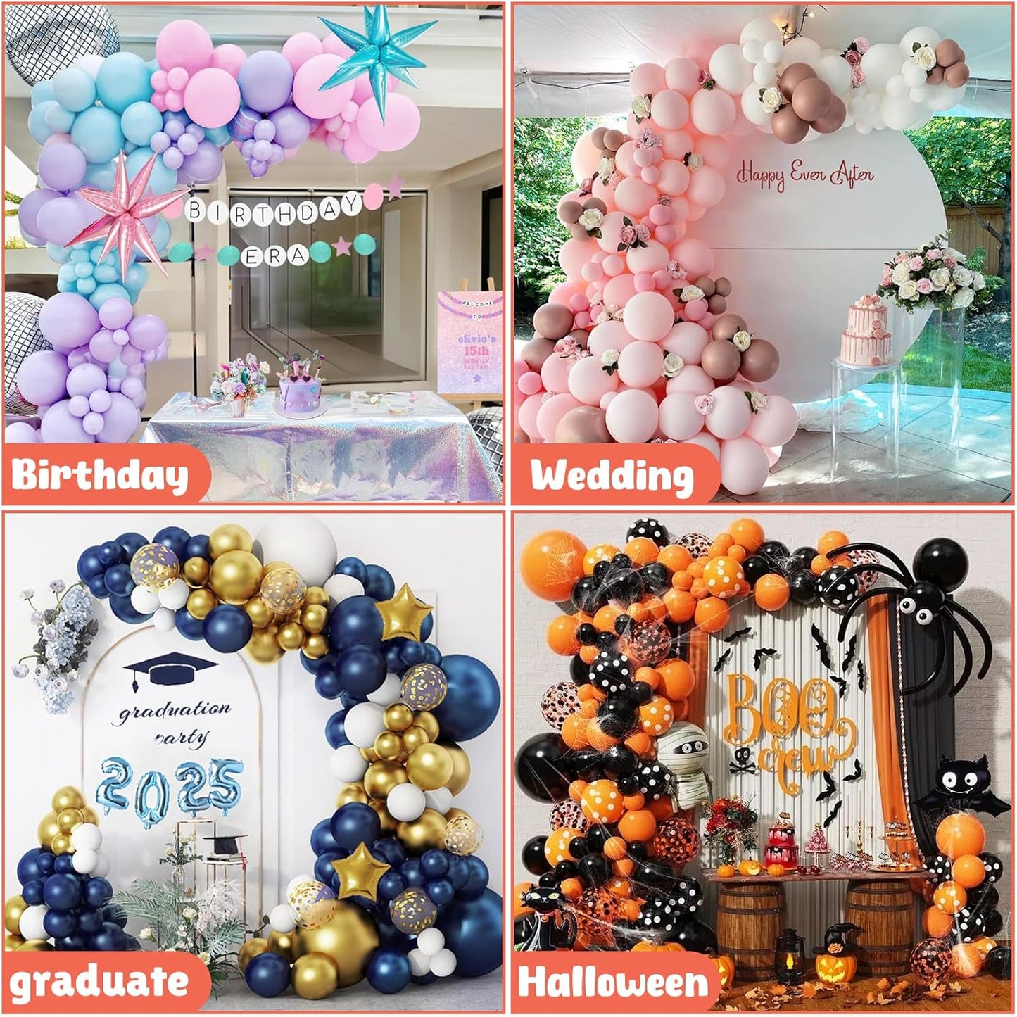 8FT & 6FT Balloon Arch Stand, Flexible Top Balloon Arch Kit, Half Arch Balloon Stand with Base for Floor, Balloon Column Kit for Wedding Birthday Baby Shower Graduation Party Decorations