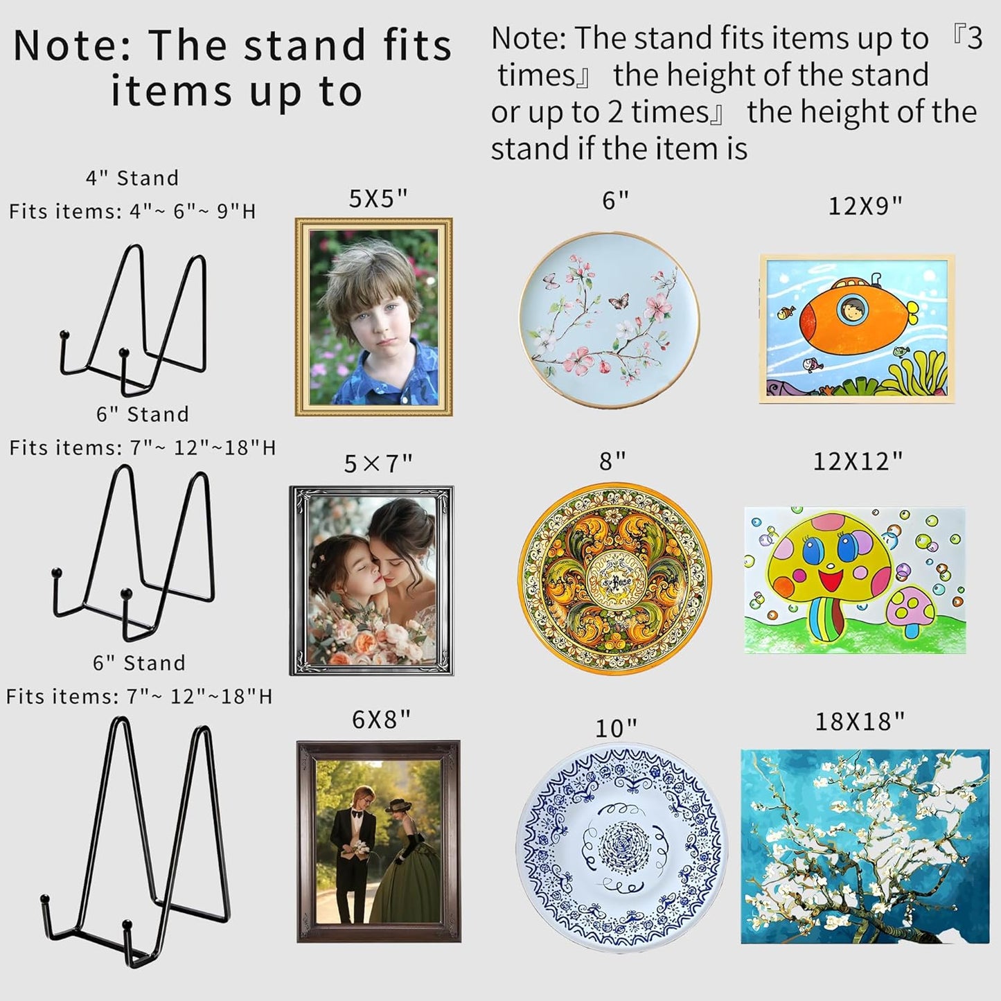 12 Pack 6"Plate Stands for Display,Metal Plate Holders Display Stands Can Be Used for Picture Stands,Book Stands for Display,Plate Display Stands,Easel,Photo Frame Stands,Plaque Stands,Desktop Stand.