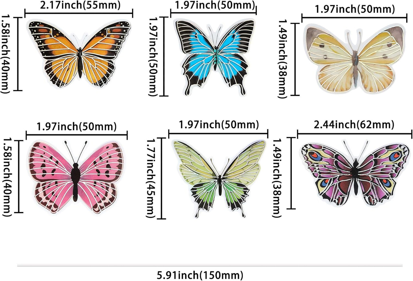 Gyufise 36Pcs Butterfly Cupcake Toppers - Lively Art 3D Butterfly Cake Decorations for Girls' Birthday, Wedding, Party - Multicolor