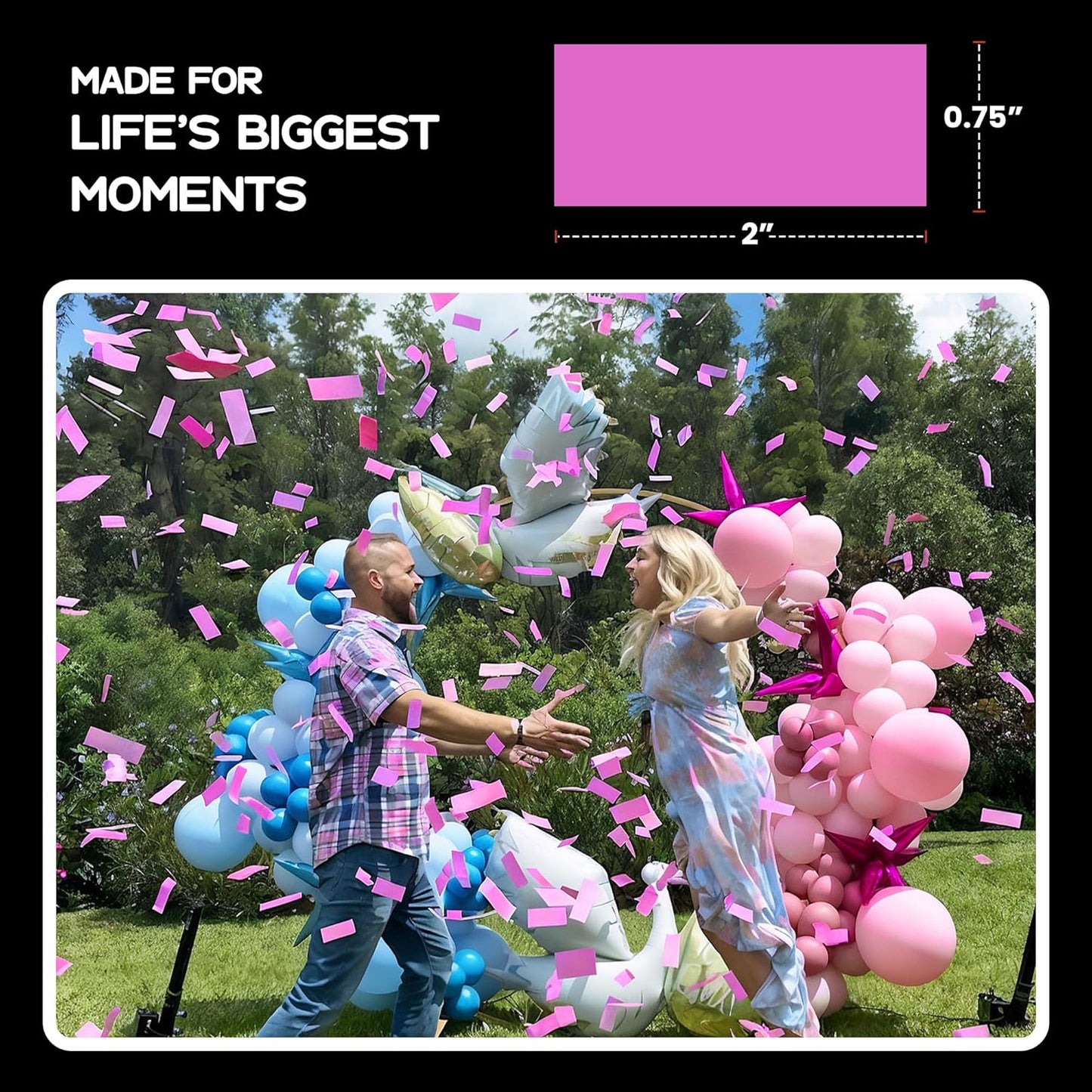 Ultimate Confetti, Pink Biodegradable Confetti - Rectangular Fluttering Tissue Paper Confetti for Cannon and Launcher use – Best for Gender Reveal, Parties, Concerts and Weddings - 20 lb, 320 oz