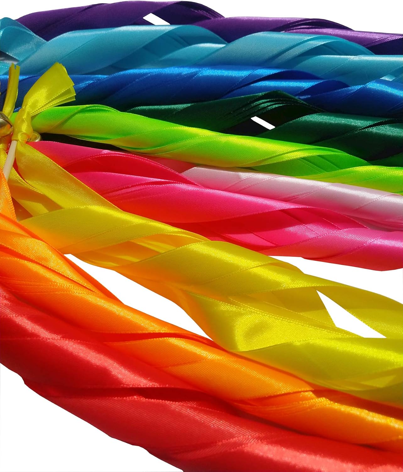 Kingsnow 50 Pack Ribbon Wands Wedding Streamers with Bells, Silk Fairy Stick Wish Wands Party Favors for Wedding Send Off Party Activities Table Holiday Celebration