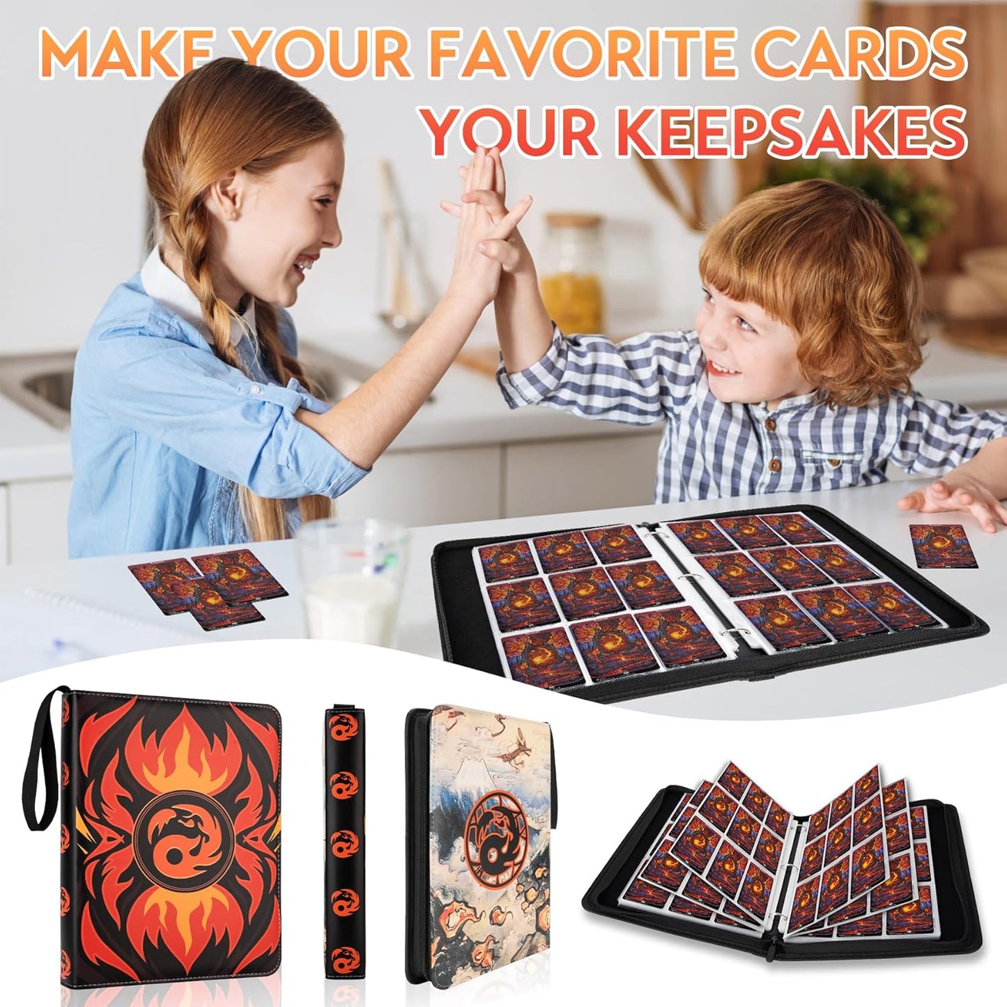 9 Pocket Card Binder for MTG/YGO/PTCG/Game Cards, Holds 900 Cards,Premium Card Collector Book for TCG Players,Toys Gifts for Kids(Red)