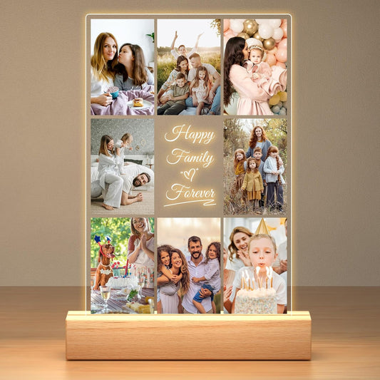 Personalized Collage Picture Frames with Photos, Custom Photo Frame with Night Light, Customized Birthday Gifts, Personalized Gifts for Women Men Mom Dad Kids Baby Family Friends