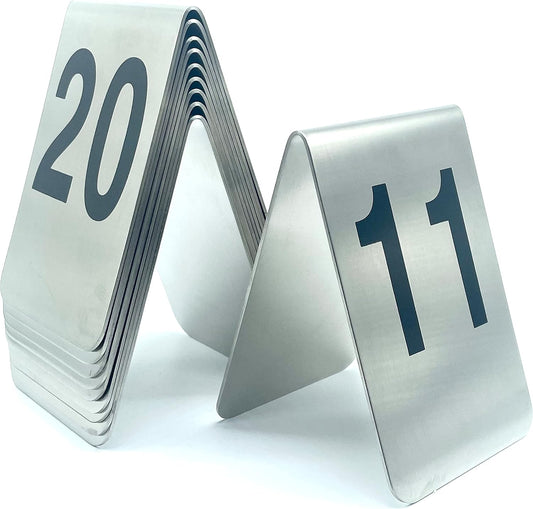 Metal Place Cards Stackable Tent Style Table Numbers,Place Card Holders for TRPG Wedding Party Restaurants Cafes Bars Gatherings Meeting Room Board Games (Black, Large 11-20)