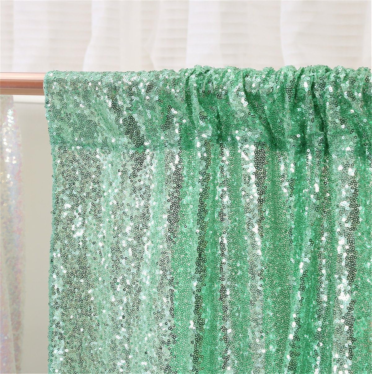 Eternal Beauty Mint Green Sequin Backdrop, 10x10 Ft Glitter Background Curtains for Shimmer Photography Party Wedding Birthday Back Drop Decor