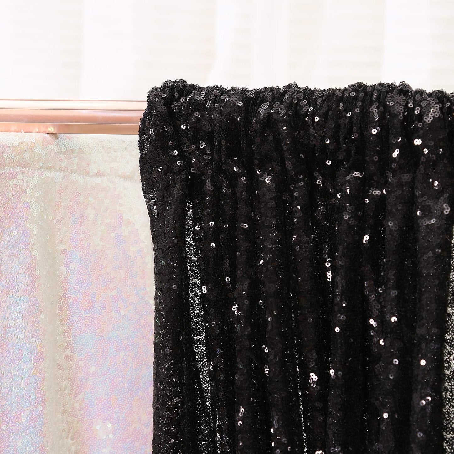 Poise3EHome 6FT x 6FT Black Sequin Photography Backdrop Curtain for Party Decoration