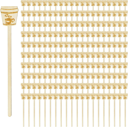 200 Pieces Wooden Coffee Stirrers, 6 inch Disposable Coffee Stir Sticks, Hot Drink Beverage Stirring Swizzle Stir Stick Coffee Mixer for Coffee, Milk, Juice, Cocktail, Chocolate