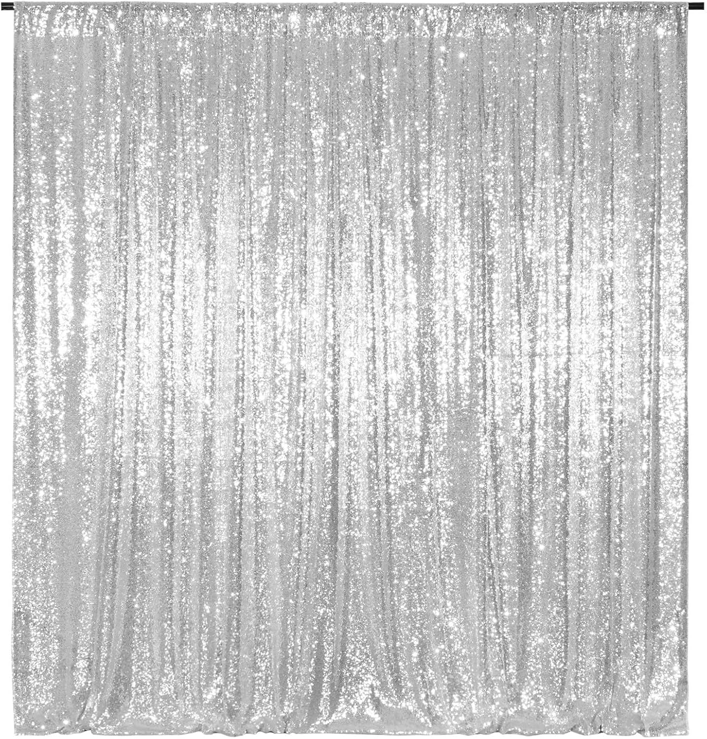 Poise3EHome Silver Backdrop,8FT x 10FT Silver Sequin Photography Backdrop Curtain for Party Decoration