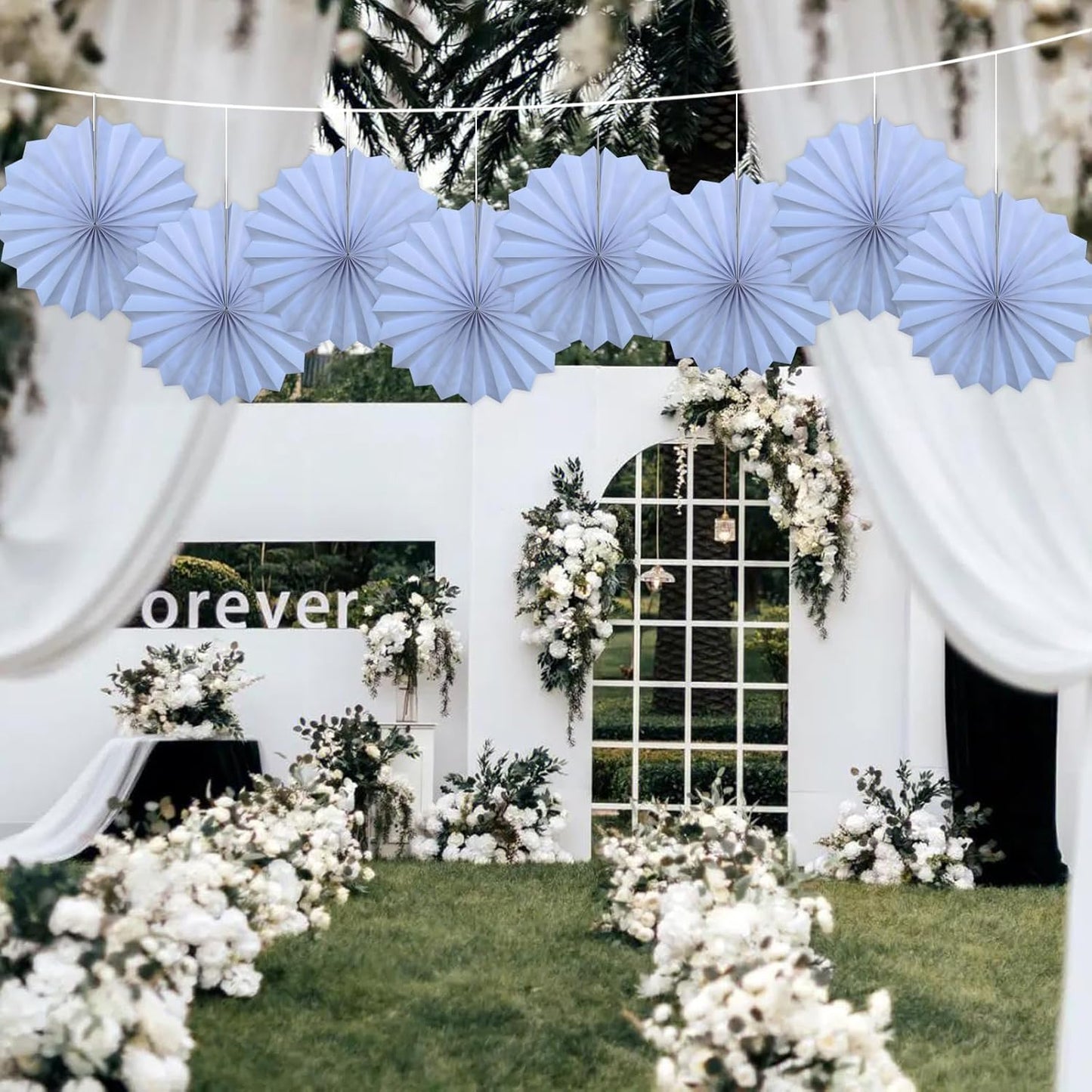 White Party Decorations,Wedding Decorations for Party Events Accessories,White Birthday Decor,Anniversary Decorations,Birthday Decorations for Men 12in Hanging Paper Fans 30 Color DIY Set(White)