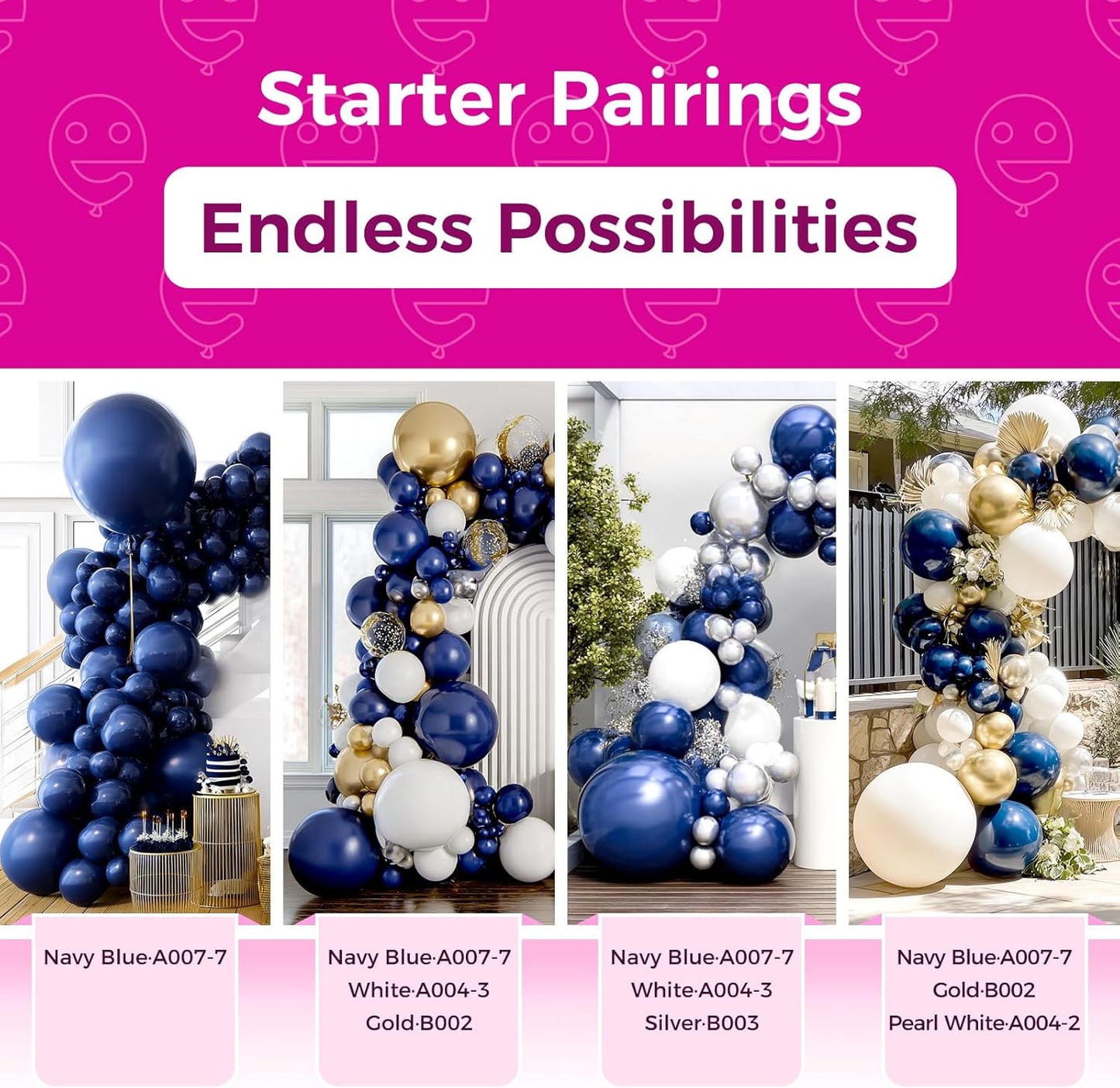 Bezente Navy Blue Giant Balloons 36 Inch - 8 Pack Jumbo Blue Large Round Dark Blue Latex Balloon for Bridal Shower Graduation Wedding Party Decorations