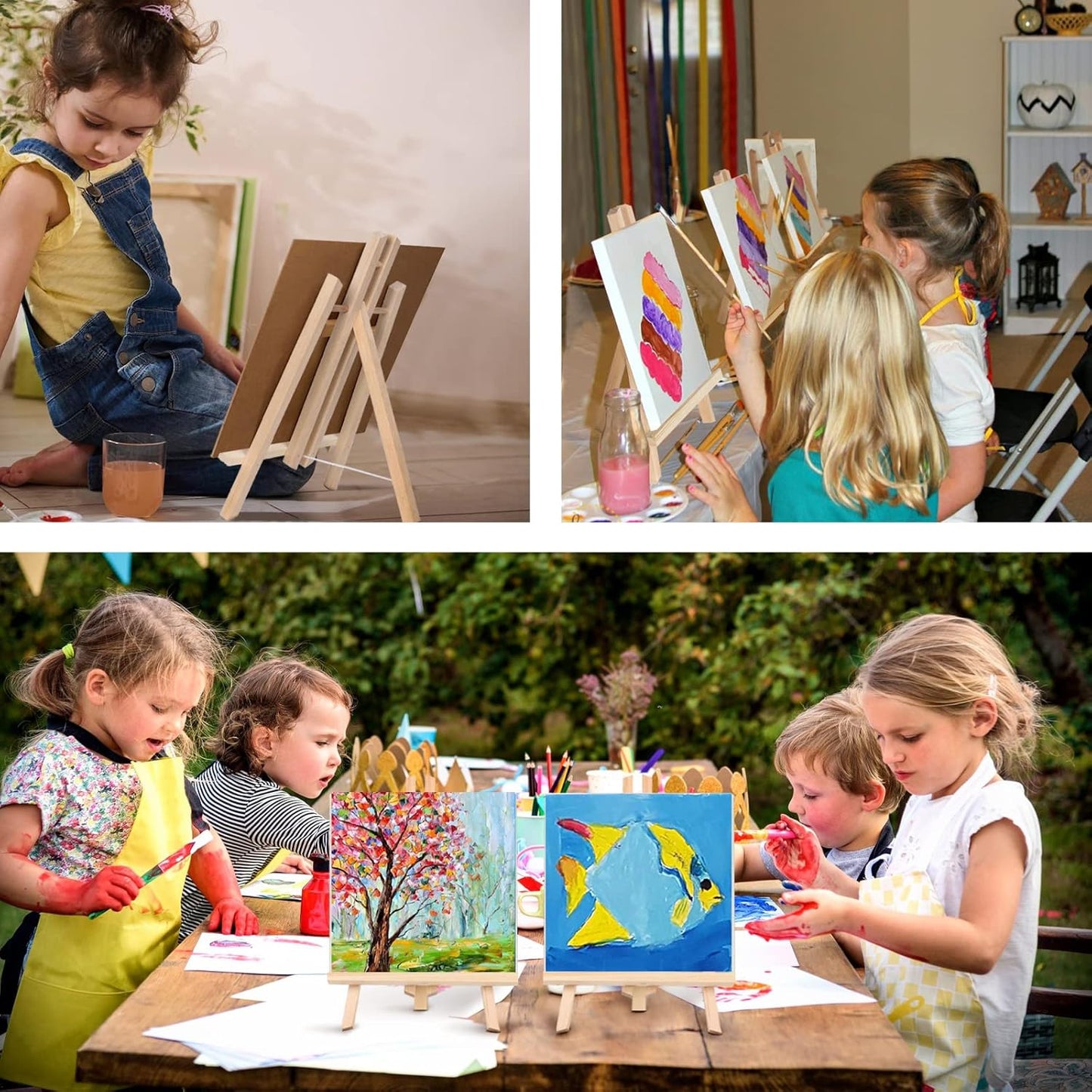 Kinlink 11.8 Inch Tall Wood Easels for Display Set of 6, Display Easel Tabletop, Painting Easel Stand for Artist Students