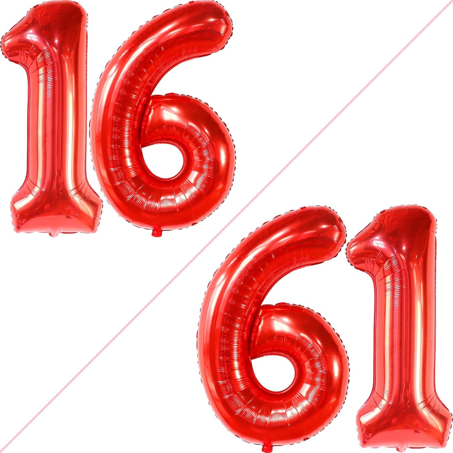 KatchOn, Red 16 Number Balloons - Huge, 40 Inch | 16th Birthday Balloons Red for 16th Birthday Decorations for Boys Red | 16 Balloon Numbers | Red Sweet 16 Balloons, Red Sweet 16 Birthday Decorations