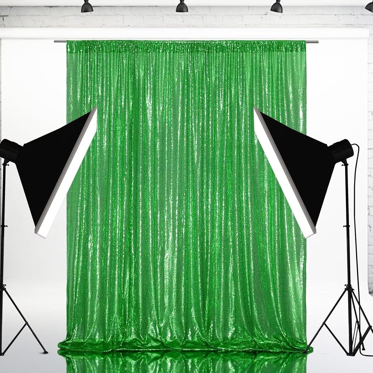 Eternal Beauty Green Sequin Backdrop, 20x10 Ft Glitter Background Curtains for Christmas Shimmer Photography Party Wedding Birthday Back Drop Decor