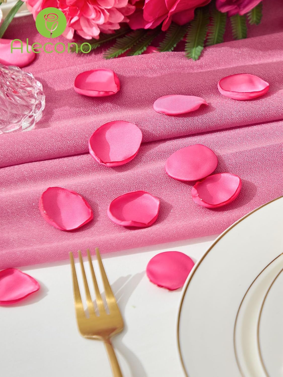 Alecono 400Pcs Silk Rose Petals, Faux Hot Pink Petals for Wedding Proposal Flower Girl Basket, Flower Petals to Throw at Wedding Birthday Party Decoration