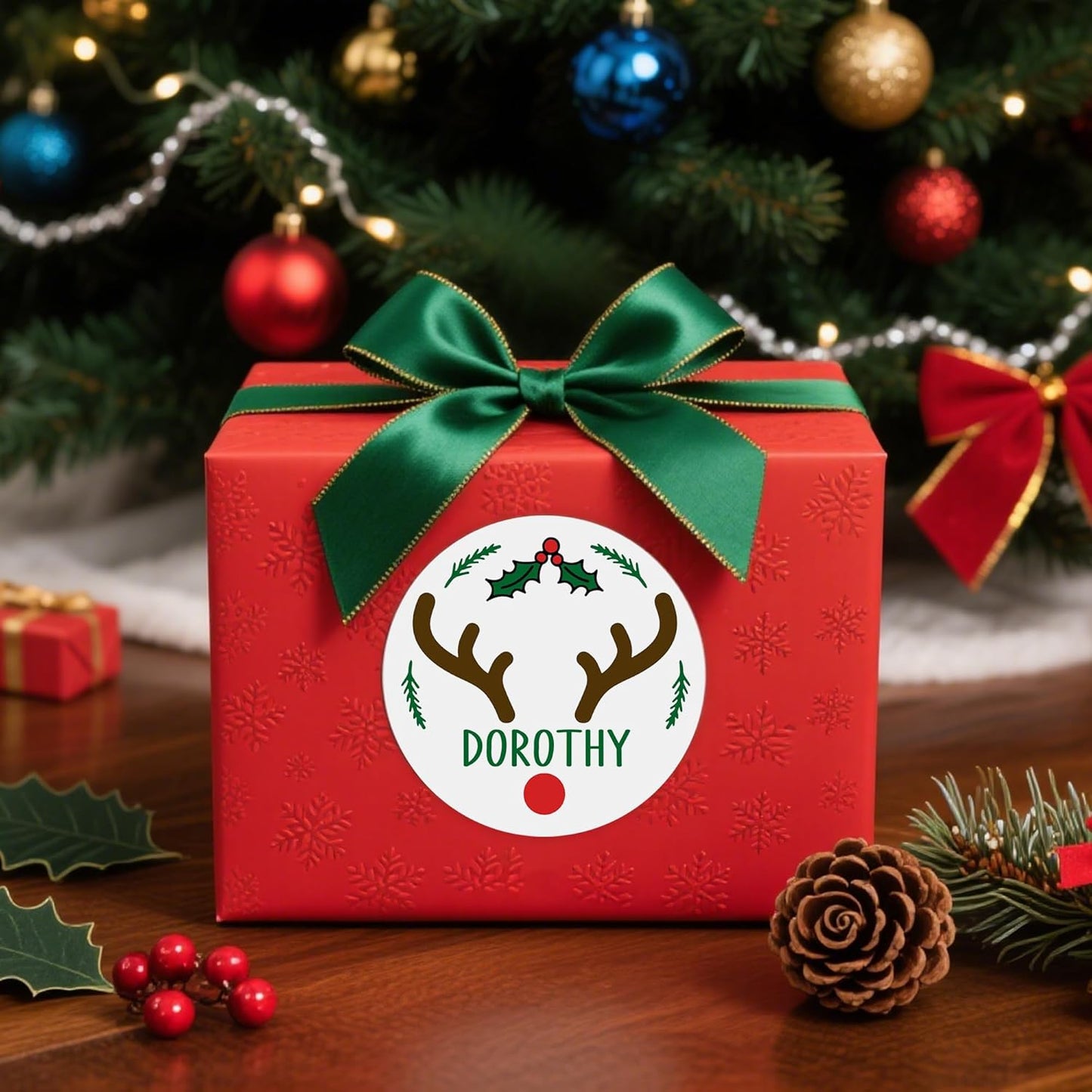 callie Personalized Christmas Stickers - Custom Name, 1.97 Inch Santa Deer Design Waterproof Merry Christmas Stickers Labels for Envelopes Seals Crafts Cards Gifts (30PCS)