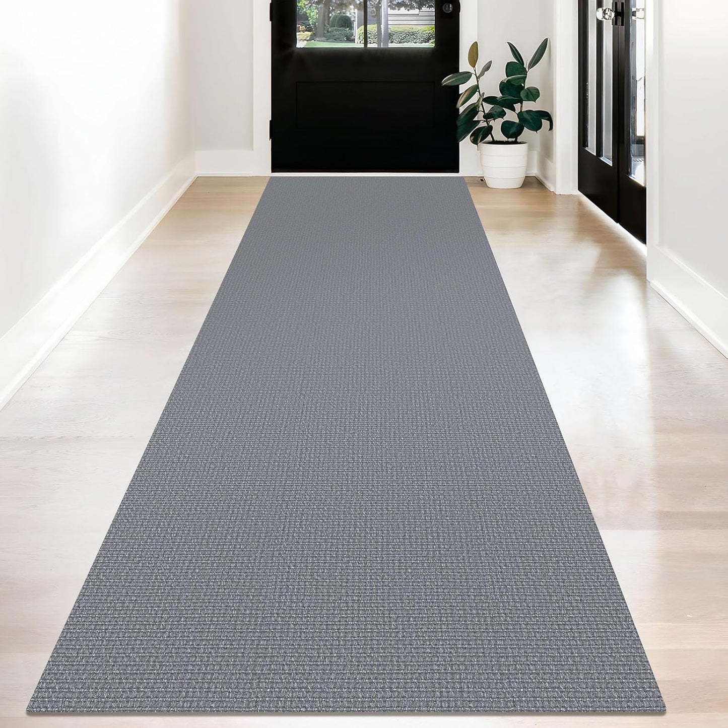 KOZYFLY Washable Runner Rug 3x12 ft Hallway Kitchen Runner Rugs with Rubber Backing Bobo Non Slip Entryway Runner Indoor, Long Carpet Runners for Hall Kitchen Entryway, Grey