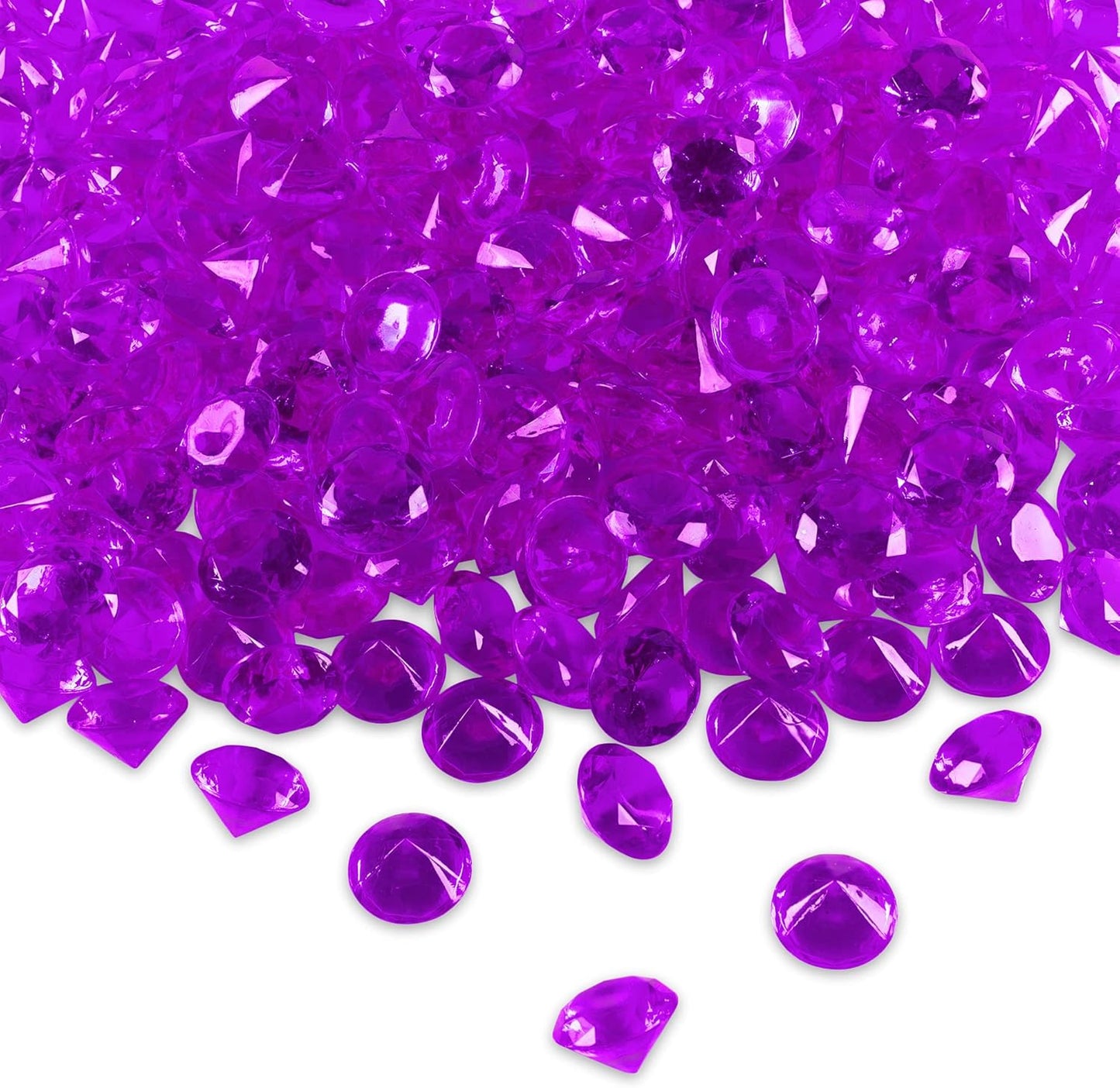 Super Z Outlet Acrylic Color Faux Round Diamond Crystals Treasure Gems for Table Scatters, Vase Fillers, Event, Wedding, Birthday Decoration Favor, Arts & Crafts (1 Pound, 240 Pieces) (Purple)